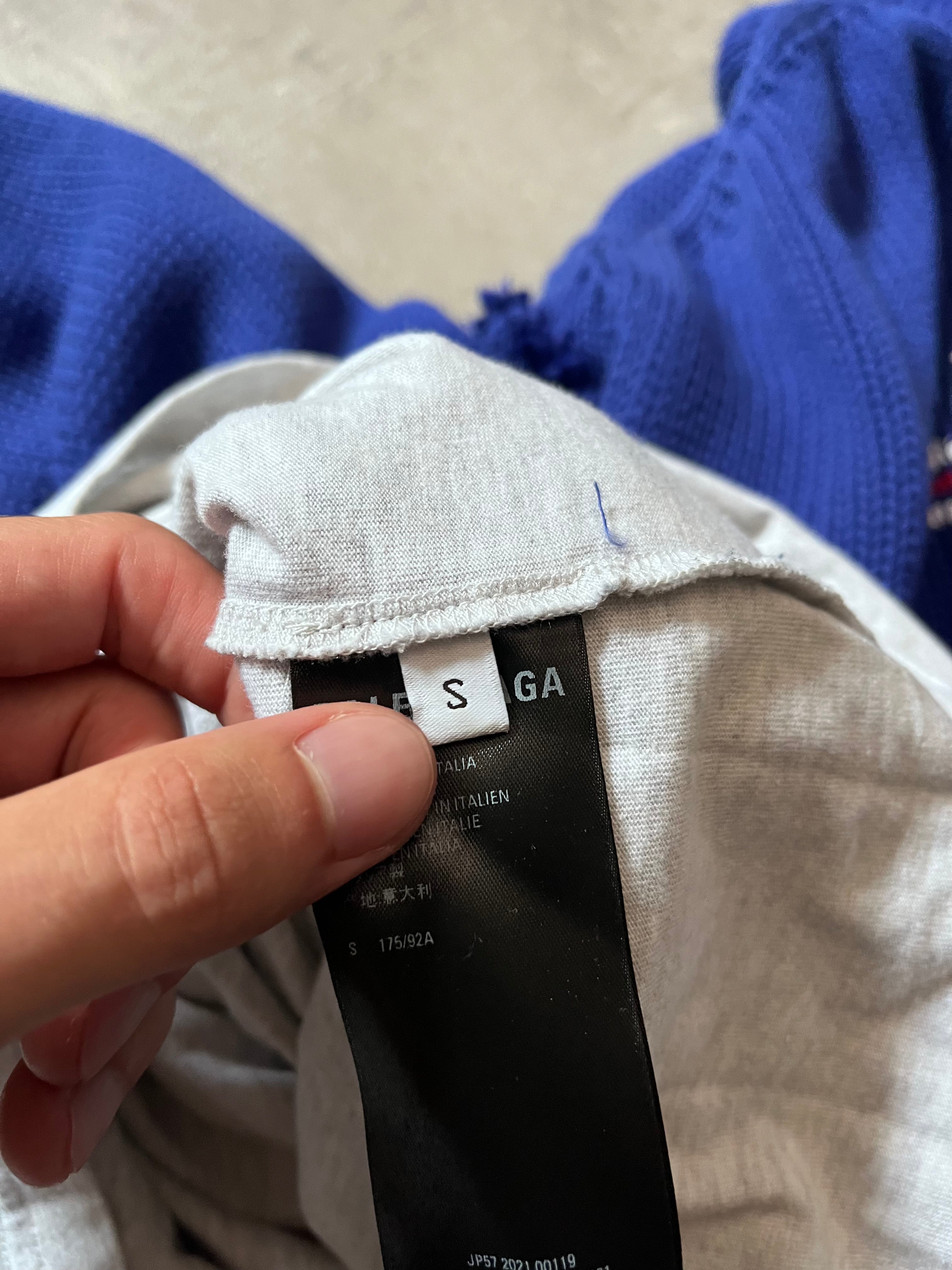 F/W 2021 Balenciaga Political Campaign Distressed Sweter Blue Grey - S