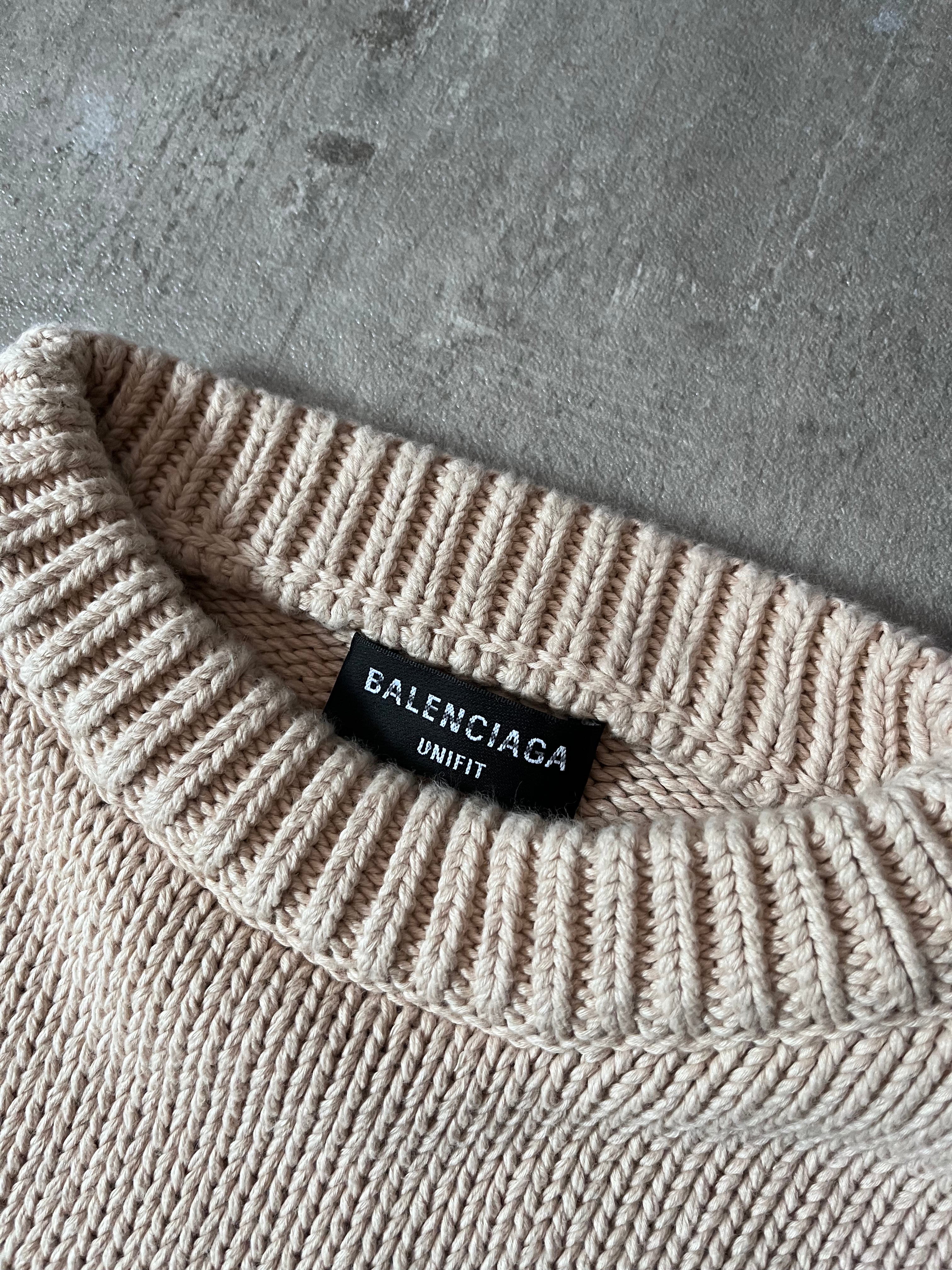 Balenciaga BB Crown Embroidered Logo Sweater Beige Men - M