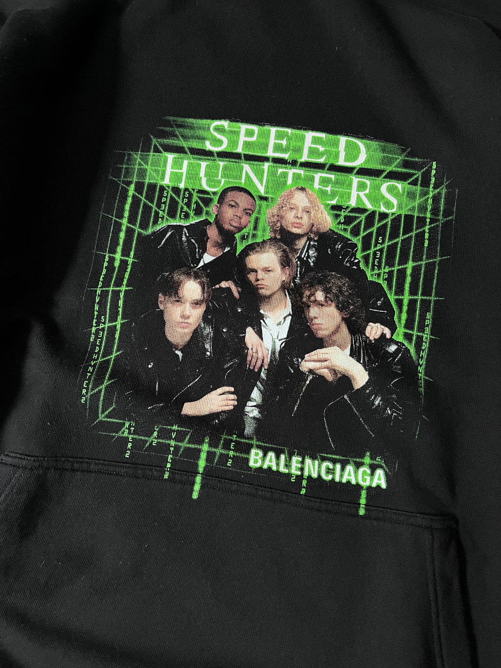Balenciaga Speed Hunters Print Oversized Hoodie Black Men - L