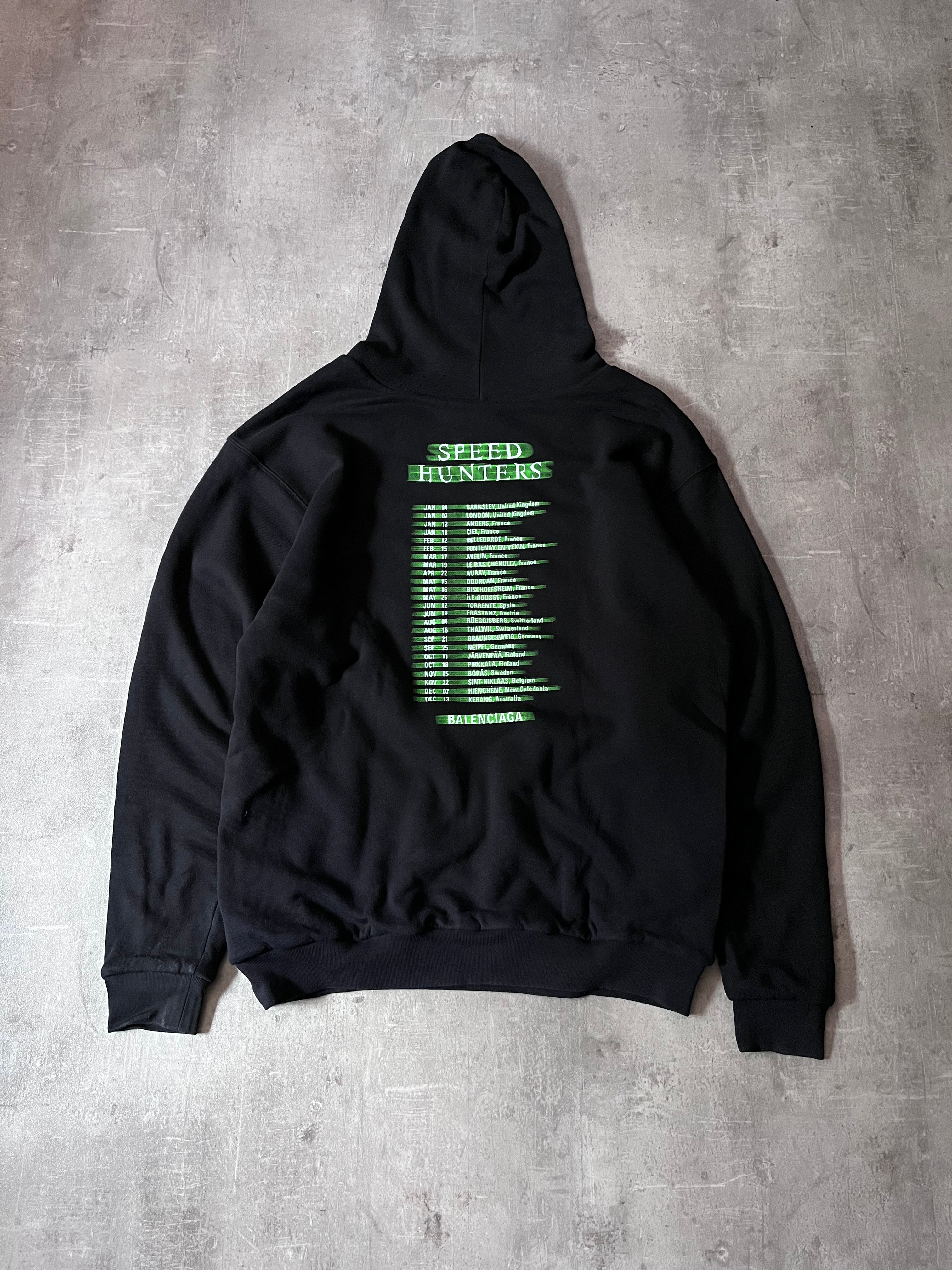 Balenciaga Speed Hunters Print Oversized Hoodie Black Men - L