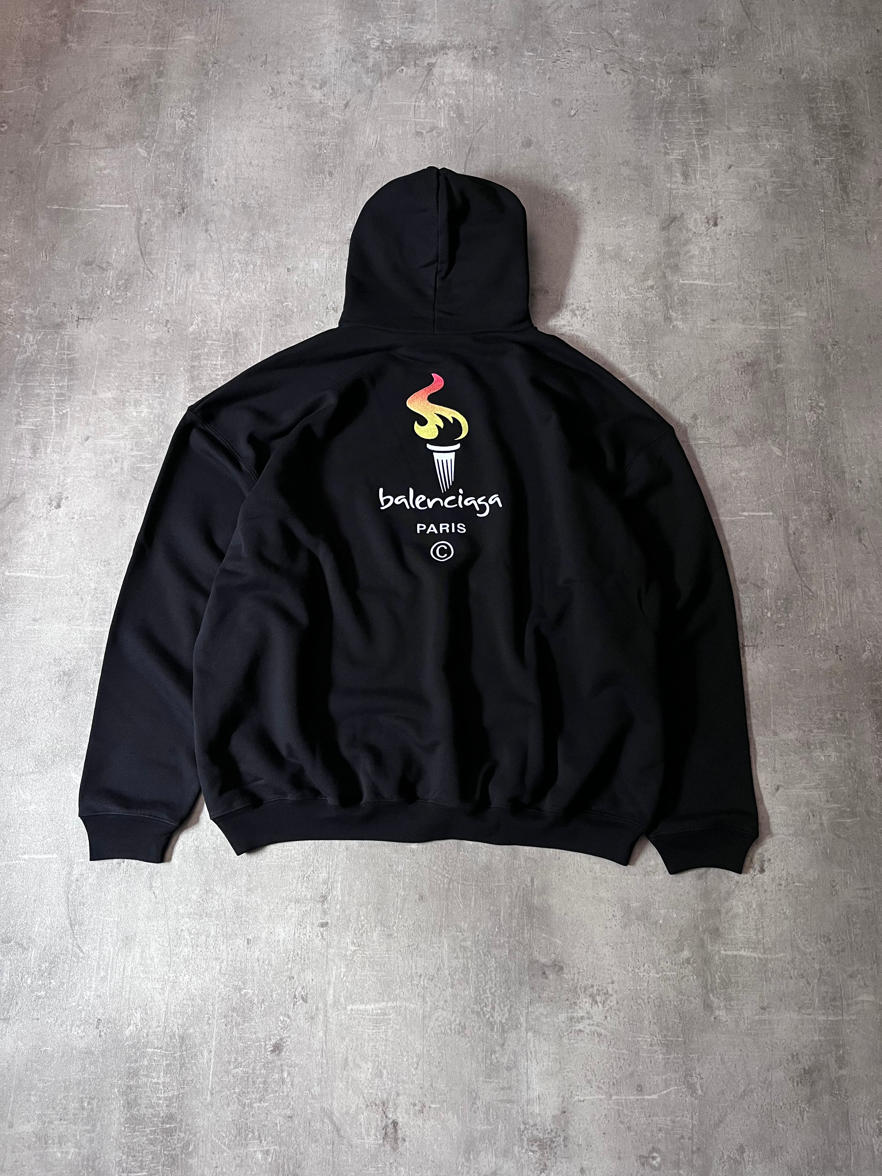 Balenciaga Olympics Flame Oversize Hoodie Black Men - M