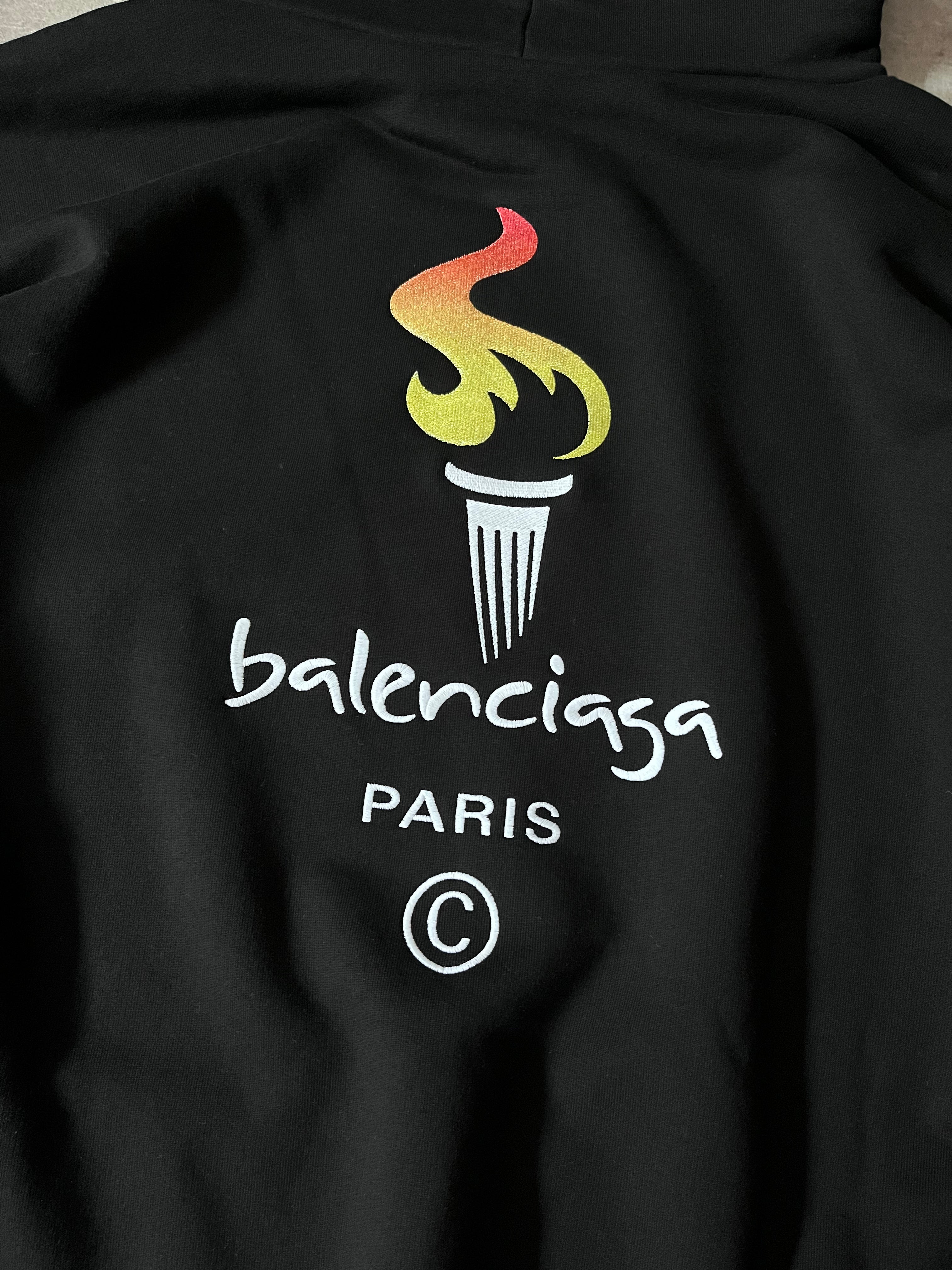 Balenciaga Olympics Flame Oversize Hoodie Black Men - M