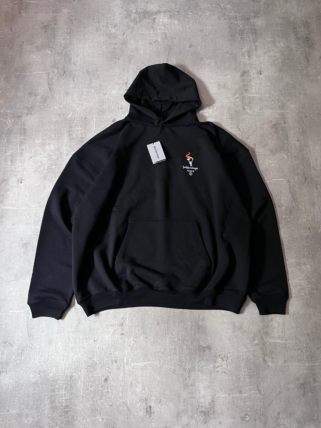 Balenciaga Olympics Flame Oversize Hoodie Black Men - M