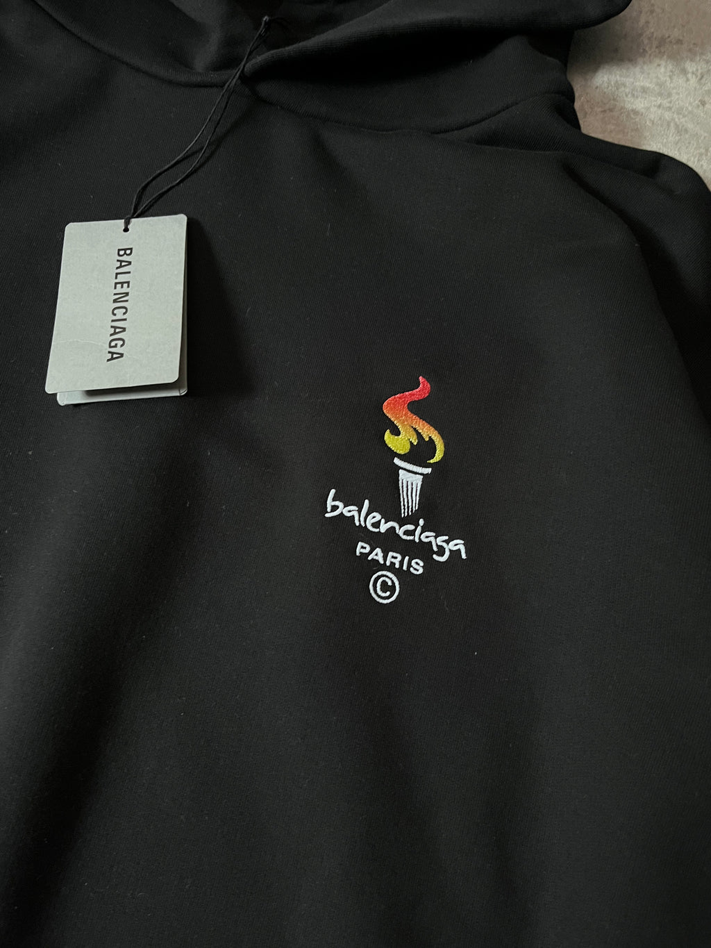 Balenciaga Olympics Flame Oversize Hoodie Black Men - M