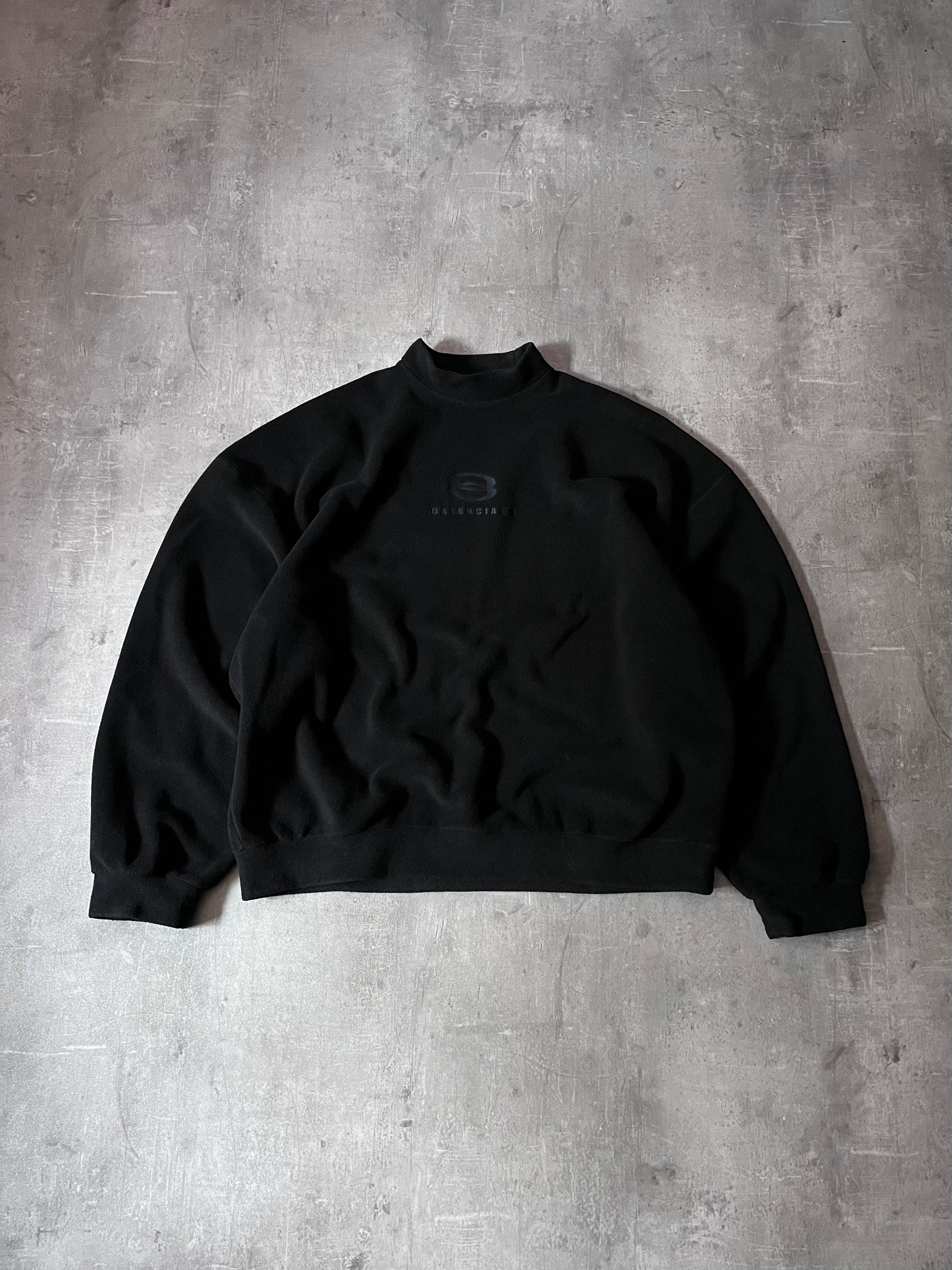 F/W 2023 Balenciaga Unity Sport Logo Oversize High Neck Fleece Black Men - XSS