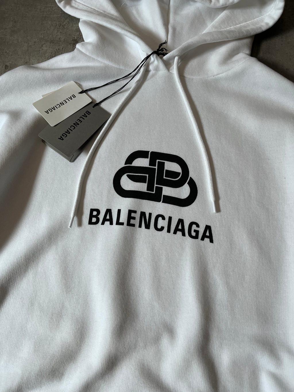 Balenciaga BB Logo Print Hoodie White Men - M