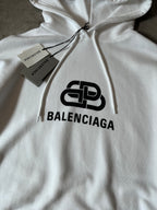 Balenciaga BB Logo Print Hoodie White Men - M