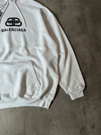 Balenciaga BB Logo Print Hoodie White Men - M