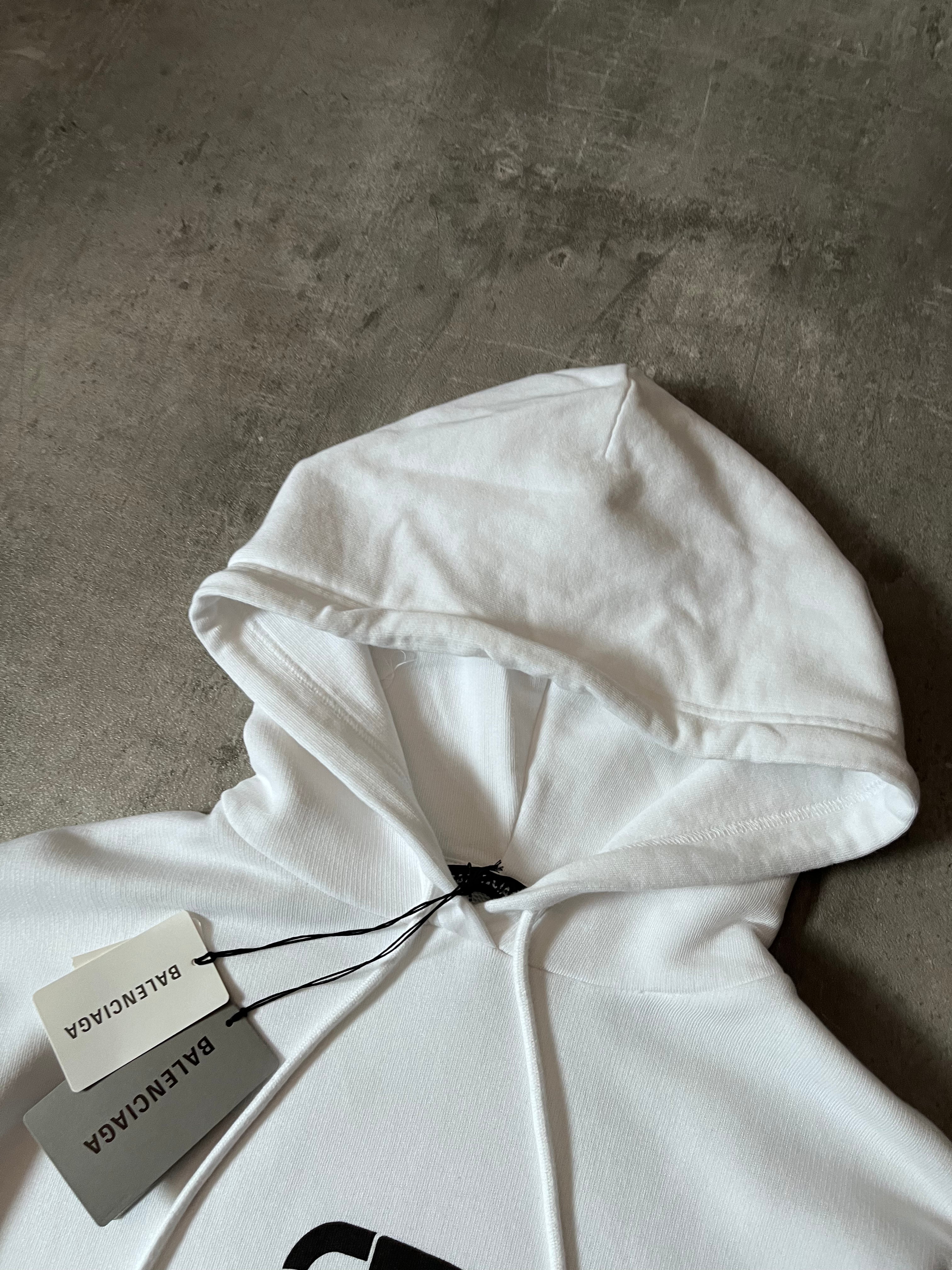 Balenciaga BB Logo Print Hoodie White Men - M