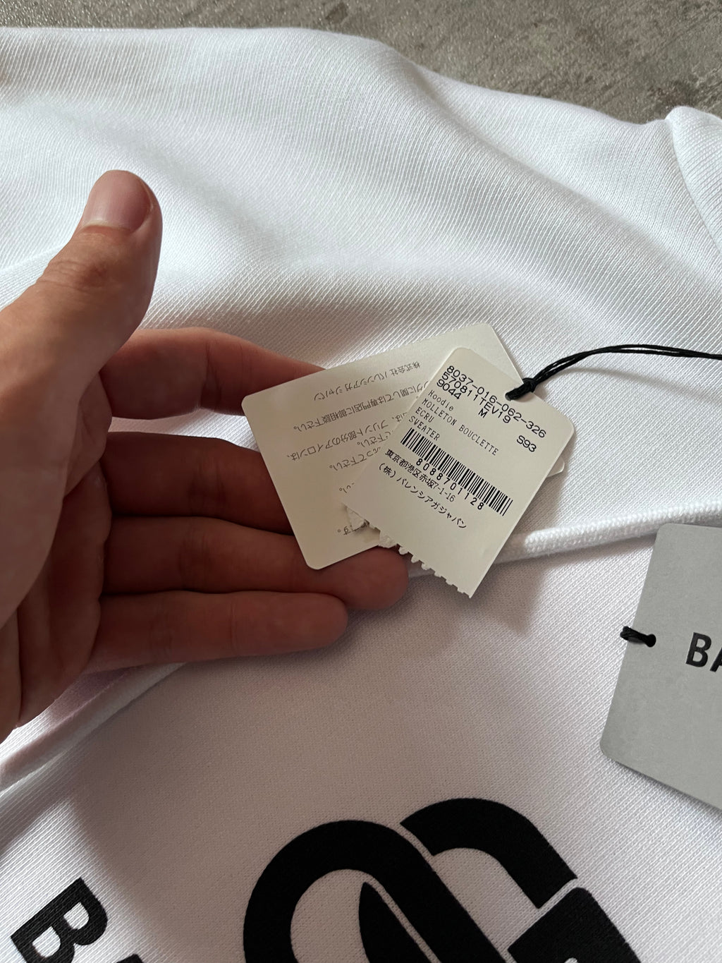 Balenciaga BB Logo Print Hoodie White Men - M
