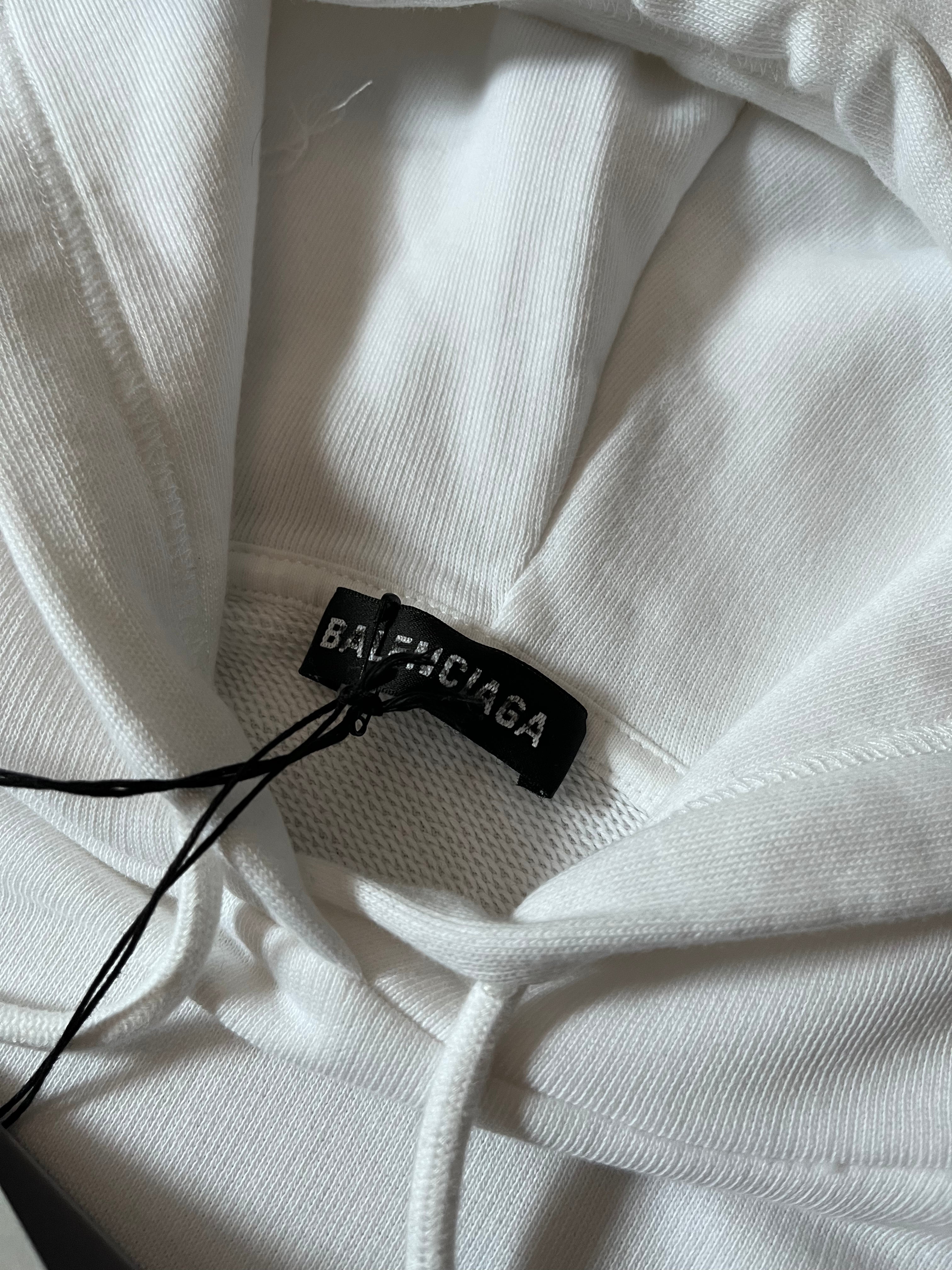 Balenciaga BB Logo Print Hoodie White Men - M