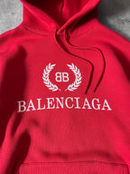 Balenciaga Crown Logo Print Oversize Hoodie Red Men - XS