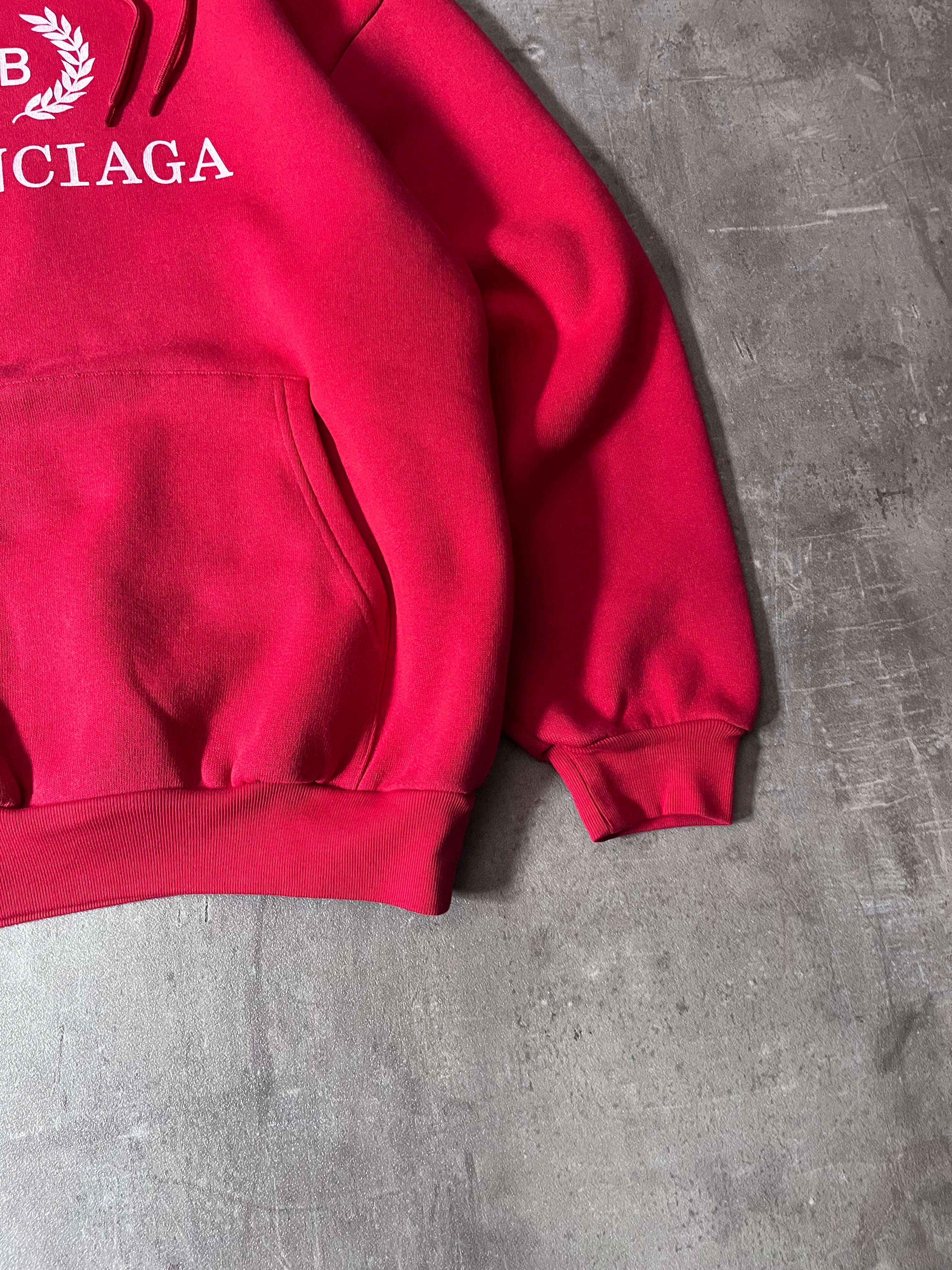 Balenciaga Crown Logo Print Oversize Hoodie Red Men - XS