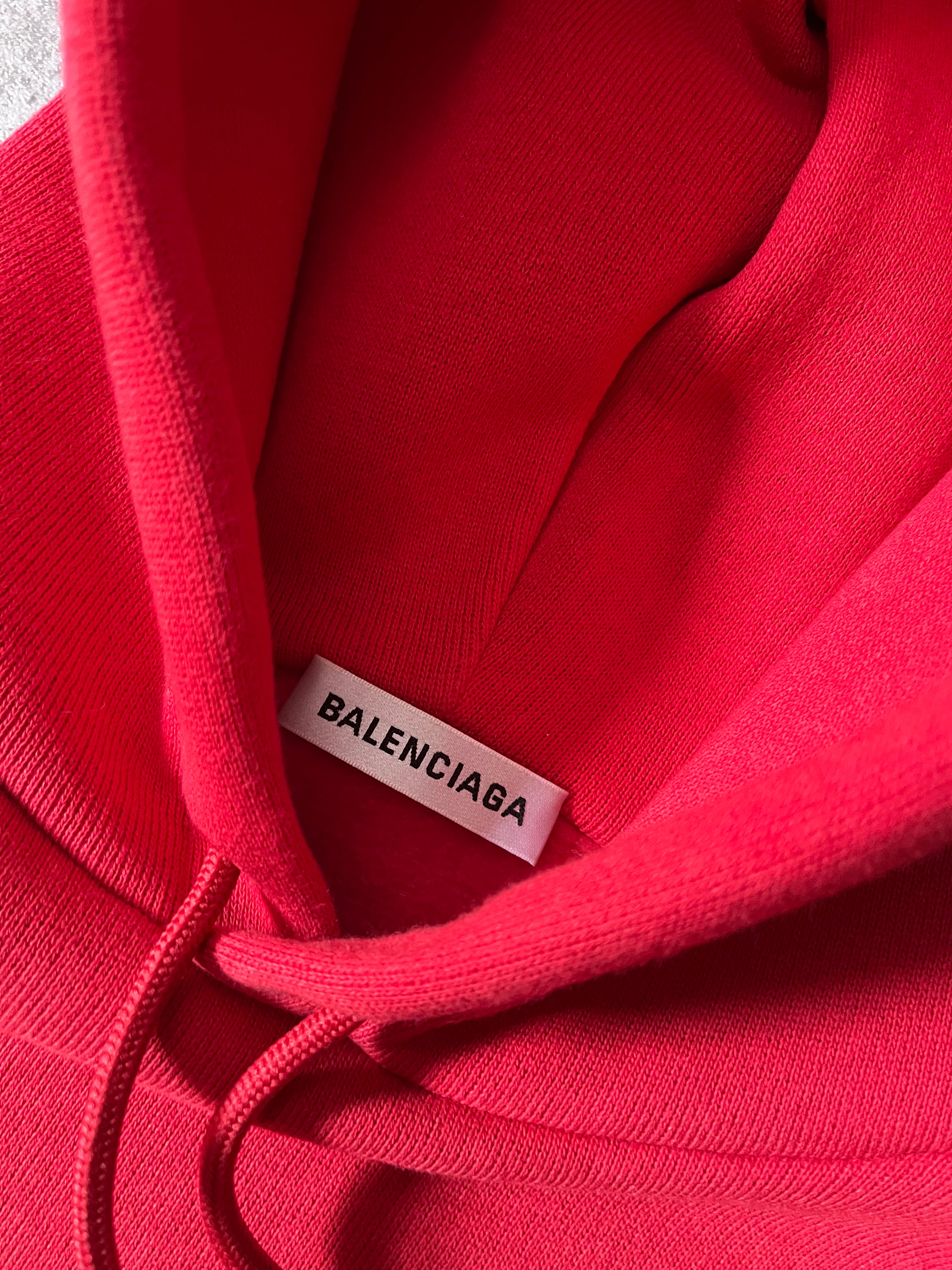 Balenciaga Crown Logo Print Oversize Hoodie Red Men - XS