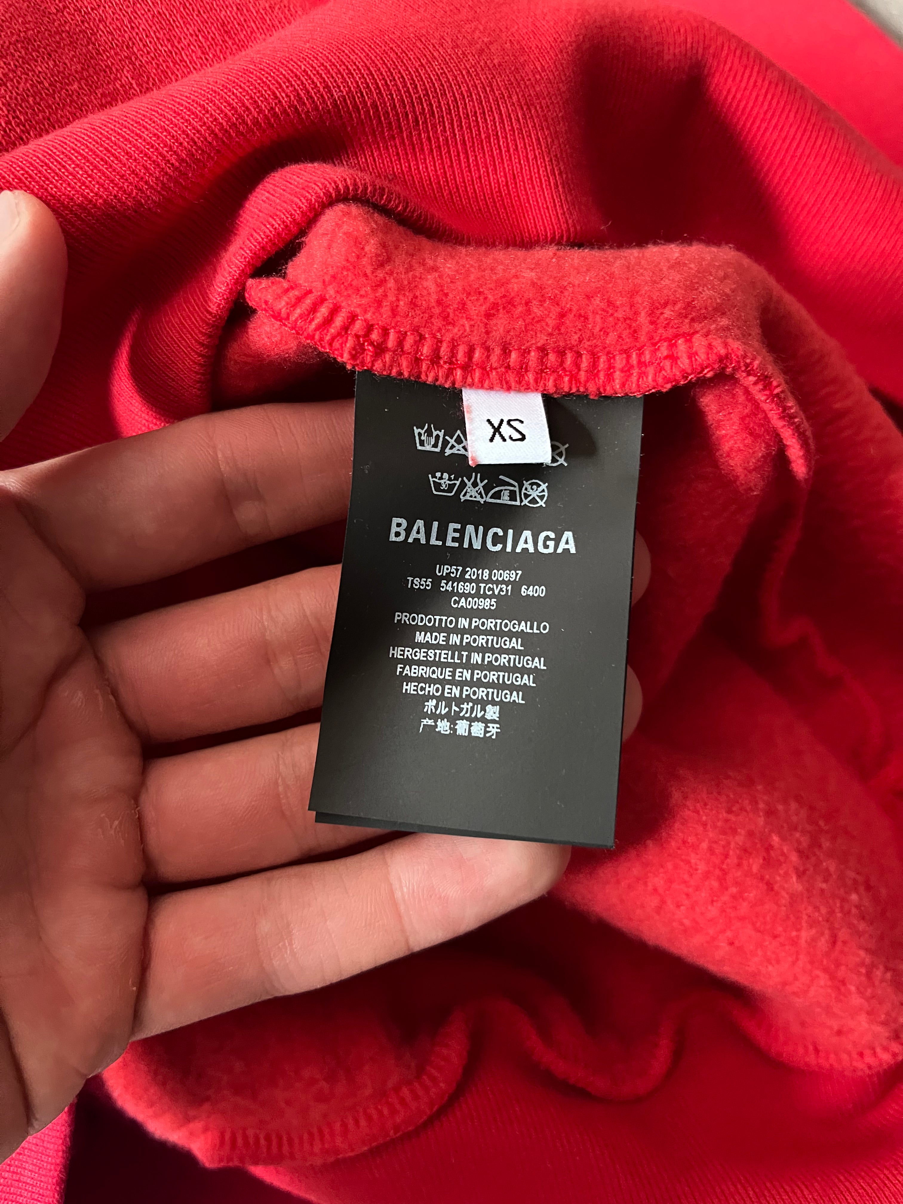 Balenciaga Crown Logo Print Oversize Hoodie Red Men - XS