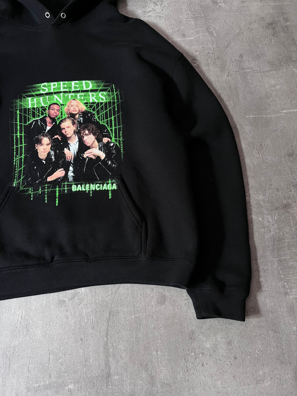 Balenciaga Speed Hunters Print Hoodie Black Women - M
