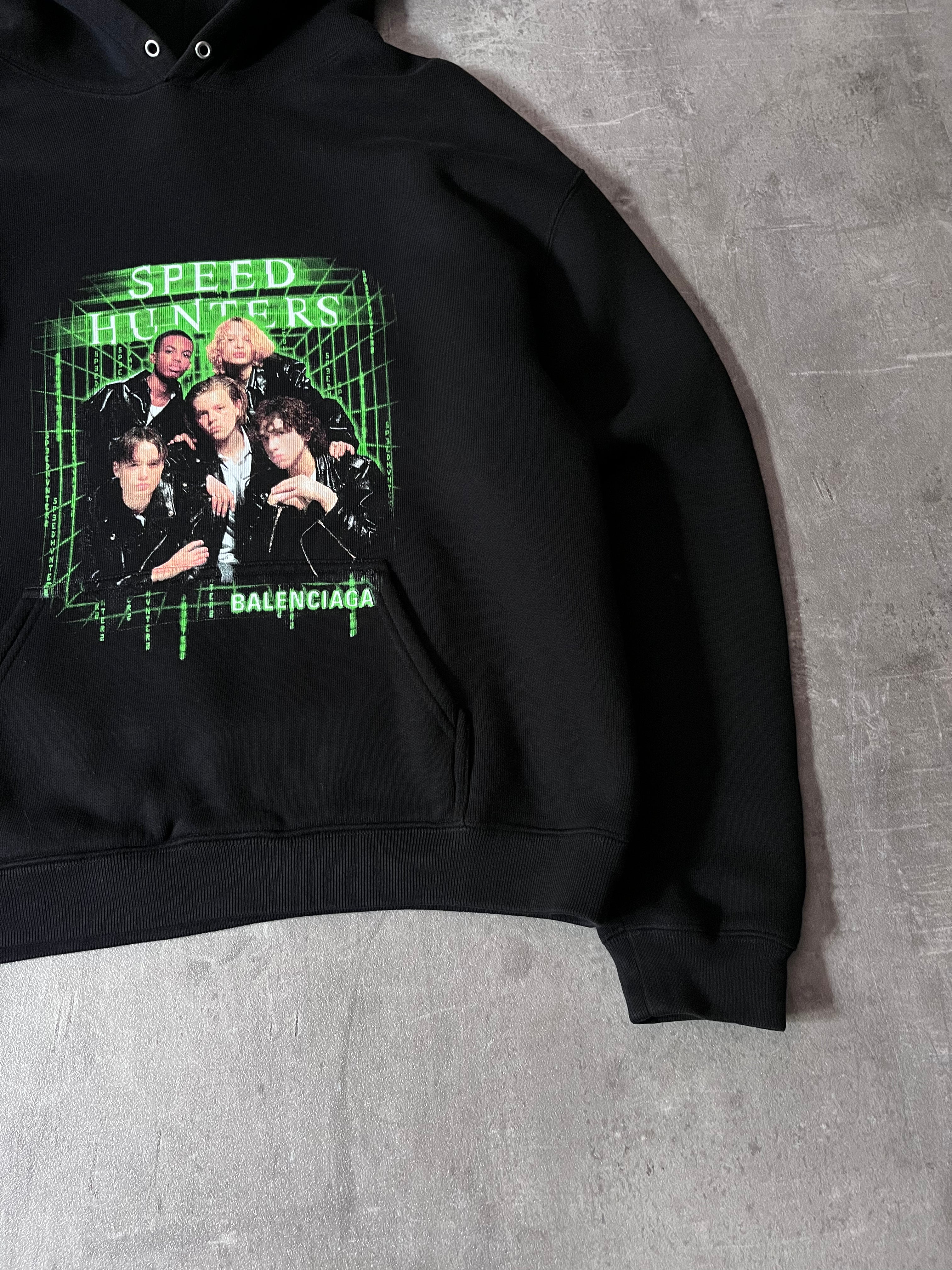Balenciaga Speed Hunters Print Hoodie Black Women - M