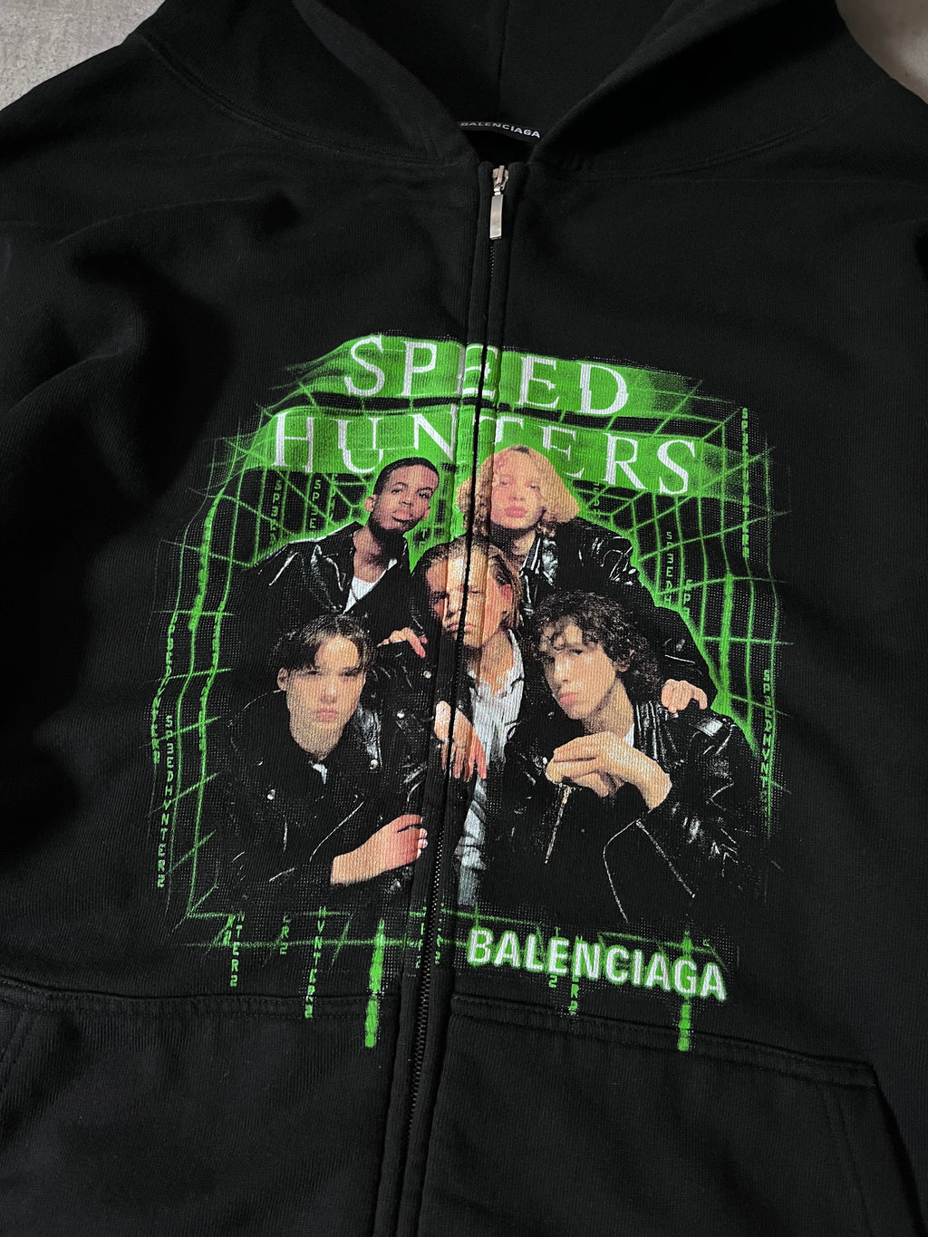 Balenciaga Speed Hunters Print Oversize Zip Hoodie Black Men - S