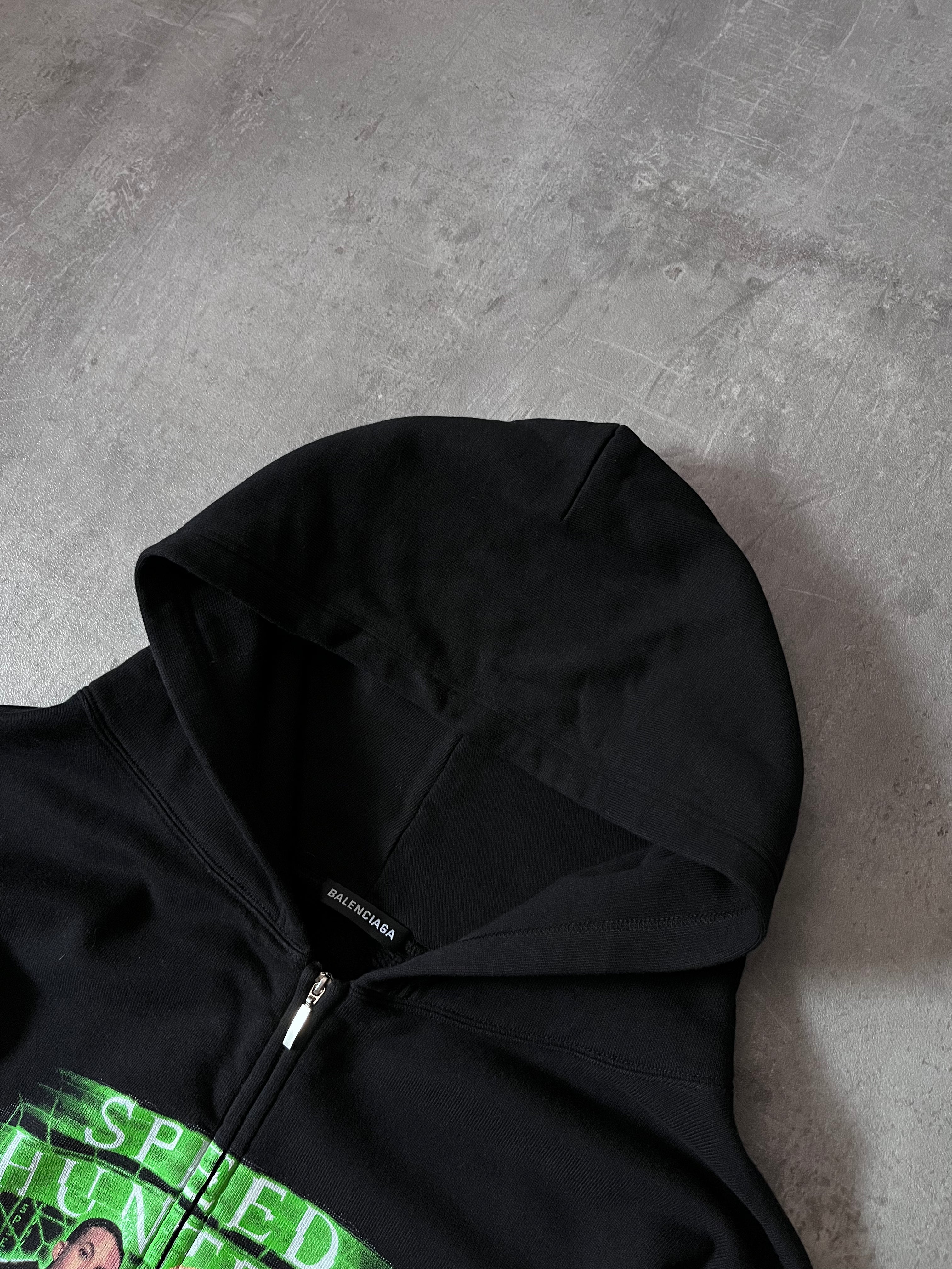 Balenciaga Speed Hunters Print Oversize Zip Hoodie Black Men - S