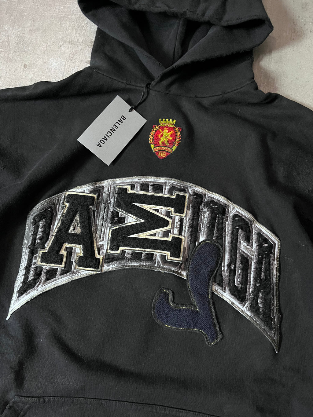 Balenciaga Skater Distressed Hoodie Black Men - XL