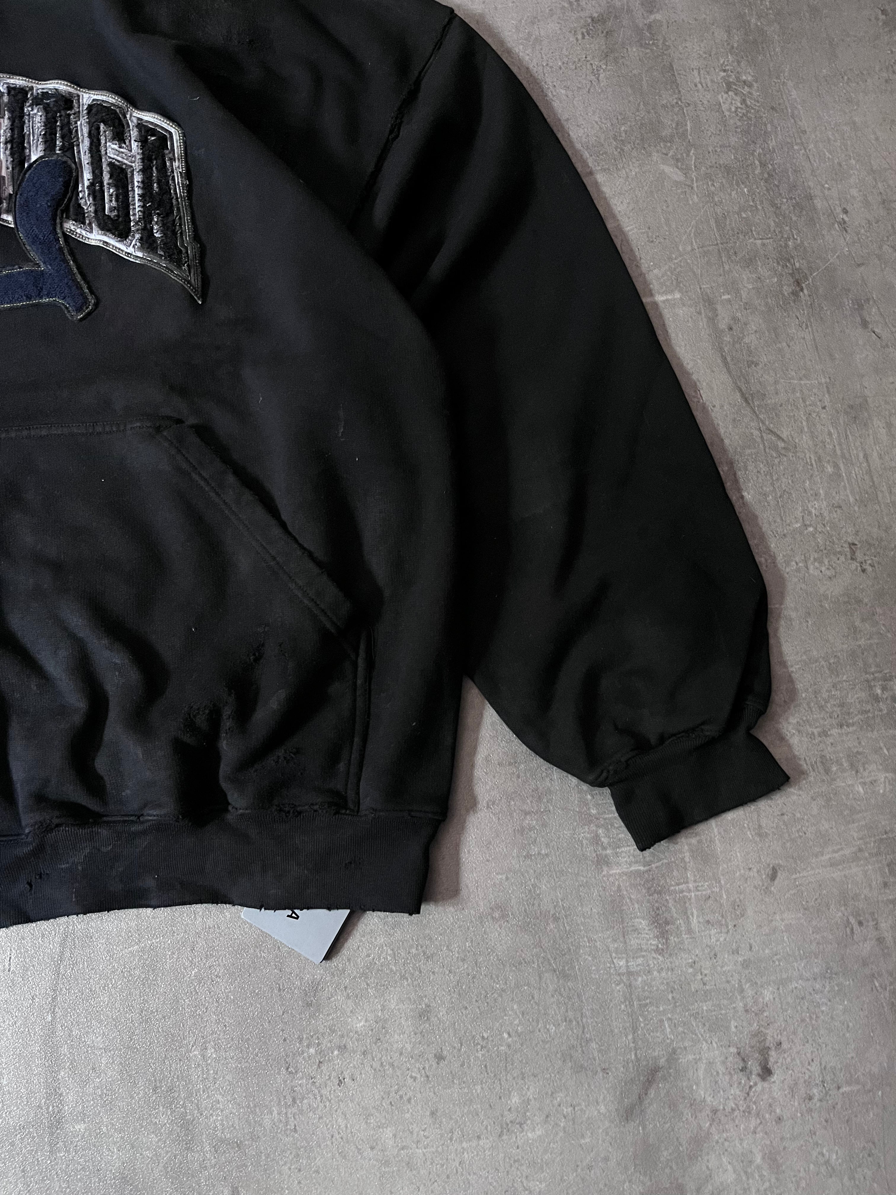 Balenciaga Skater Distressed Hoodie Black Men - XL