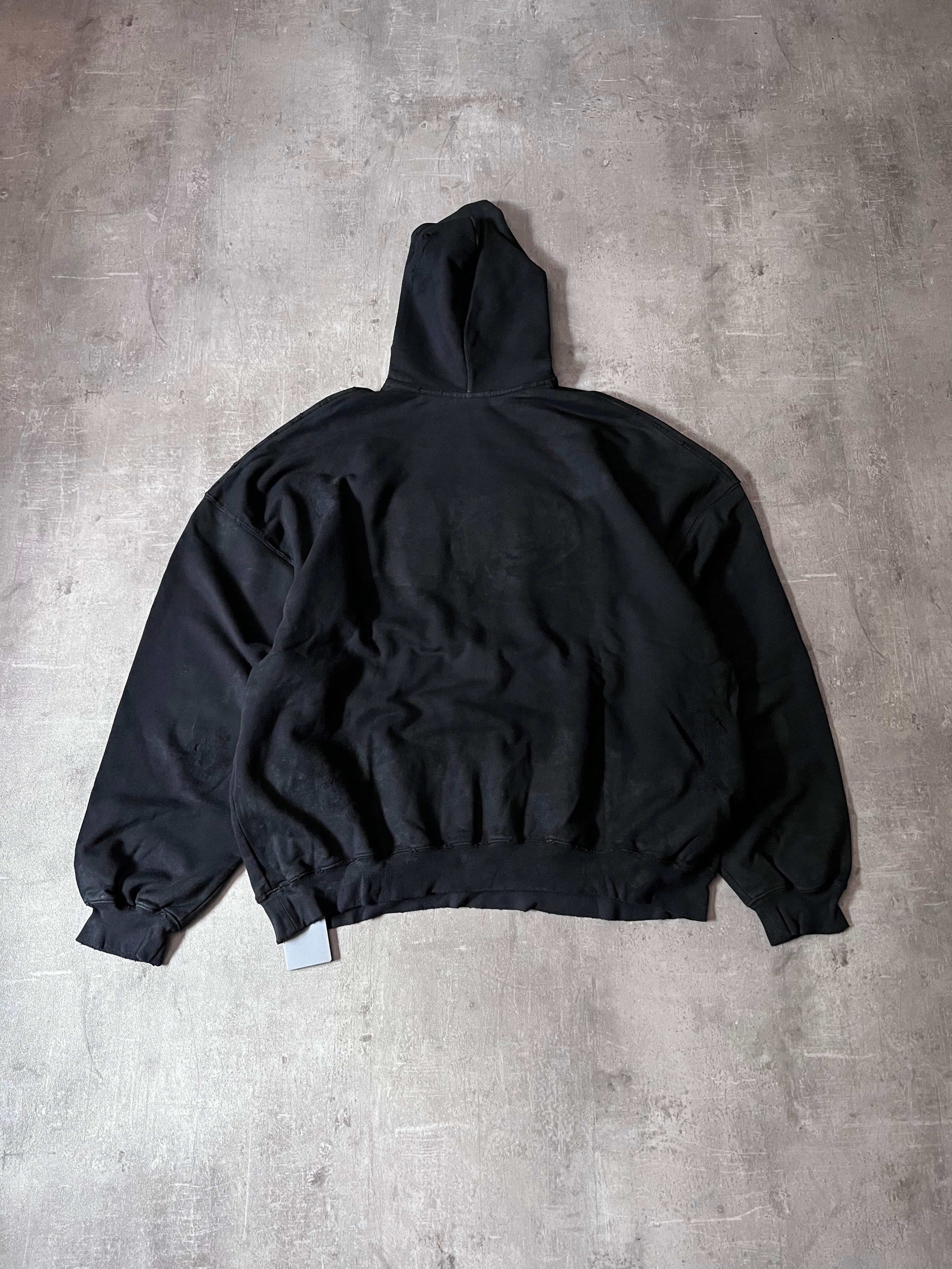 Balenciaga Skater Distressed Hoodie Black Men - XL