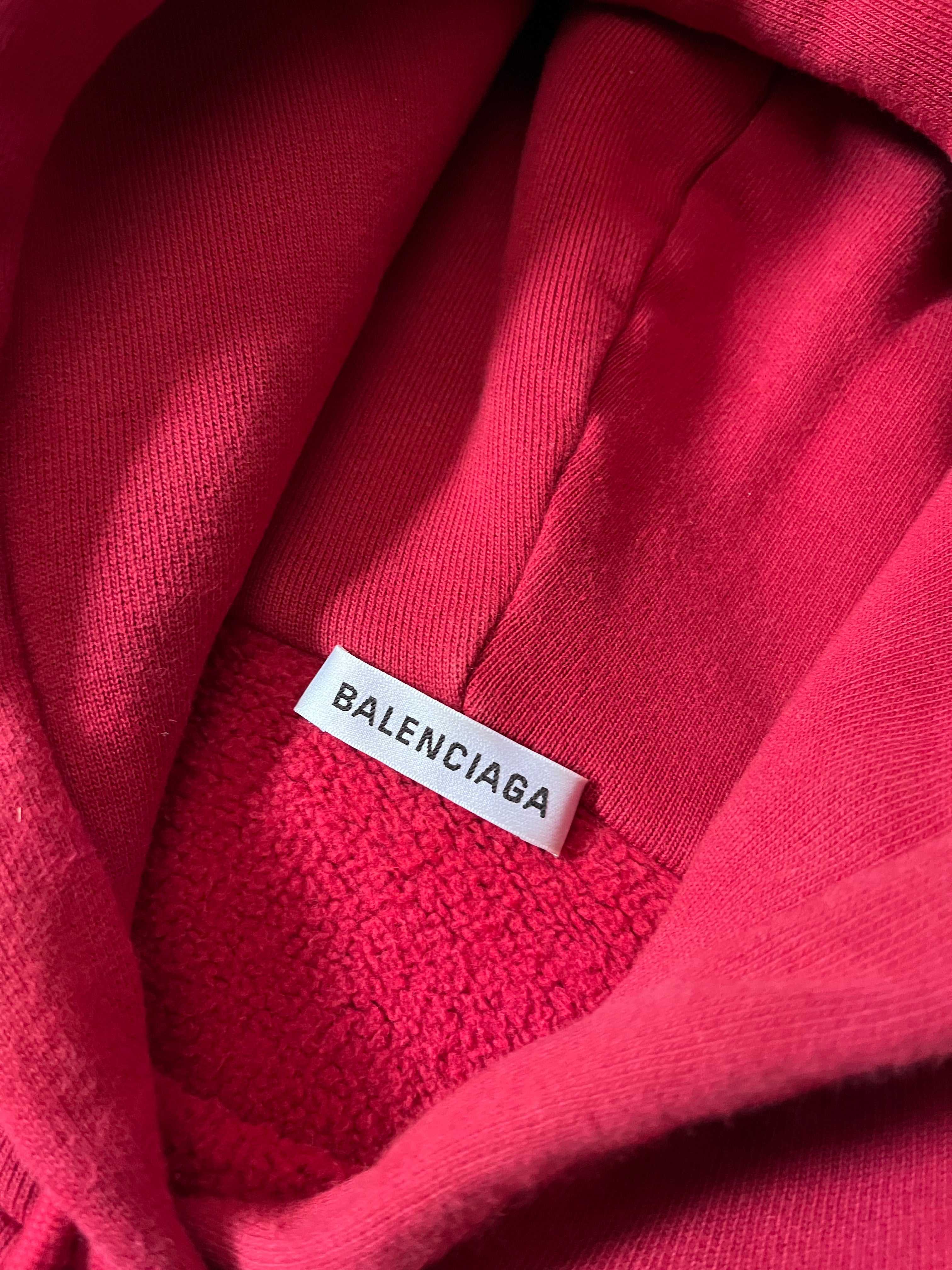 Balenciaga BB Crown Logo Print Hoodie Burgundy Men - L