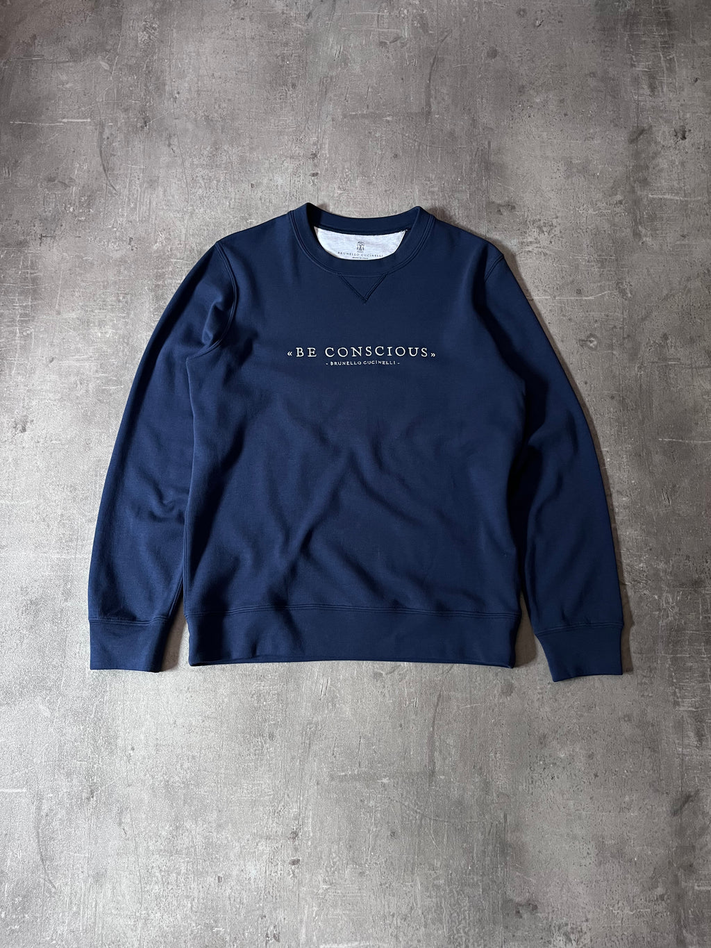 Brunello Cucinelli "Be Conscious" Embroidered Sweatshirt Blue Men - S