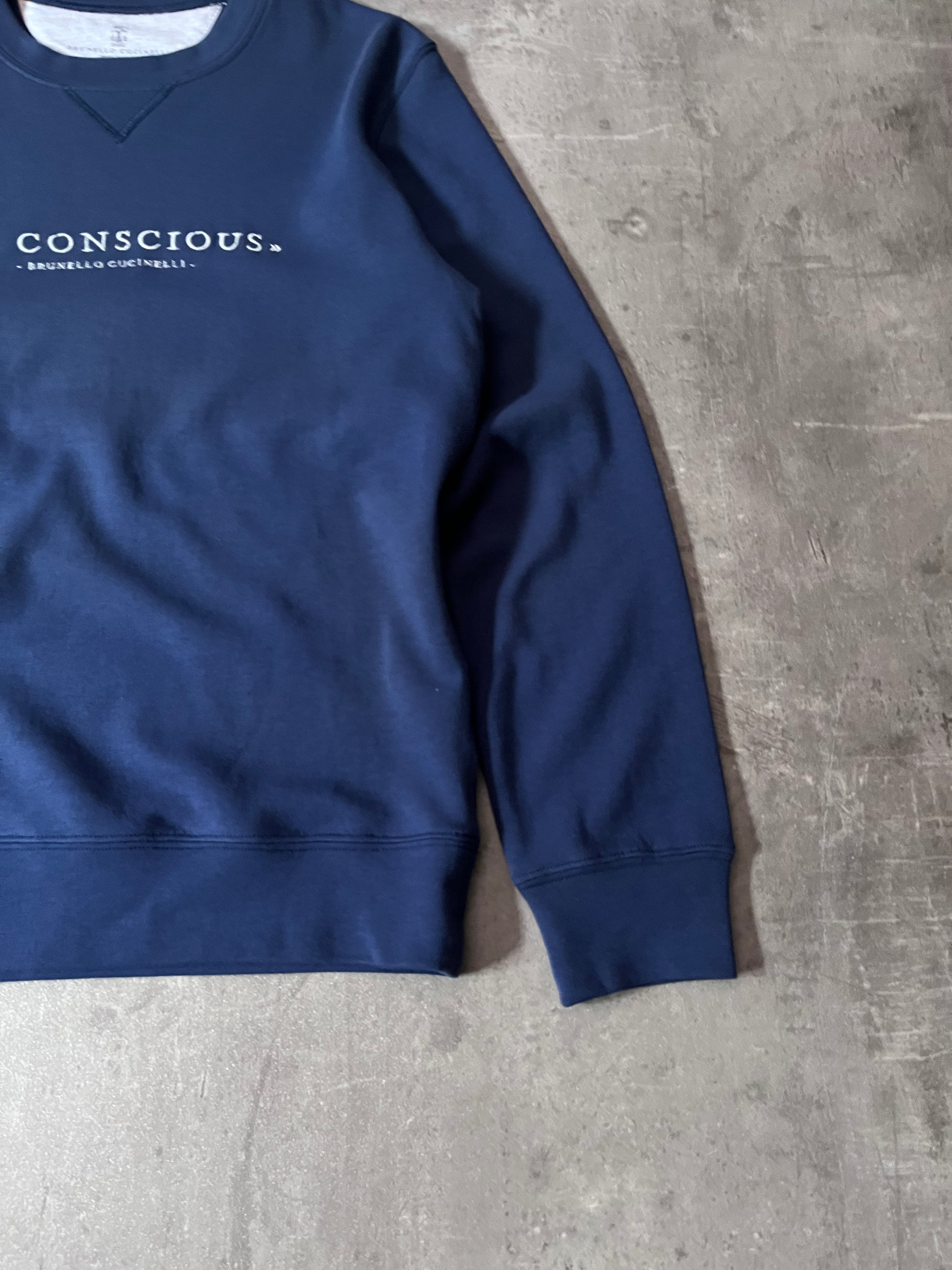 Brunello Cucinelli "Be Conscious" Embroidered Sweatshirt Blue Men - S