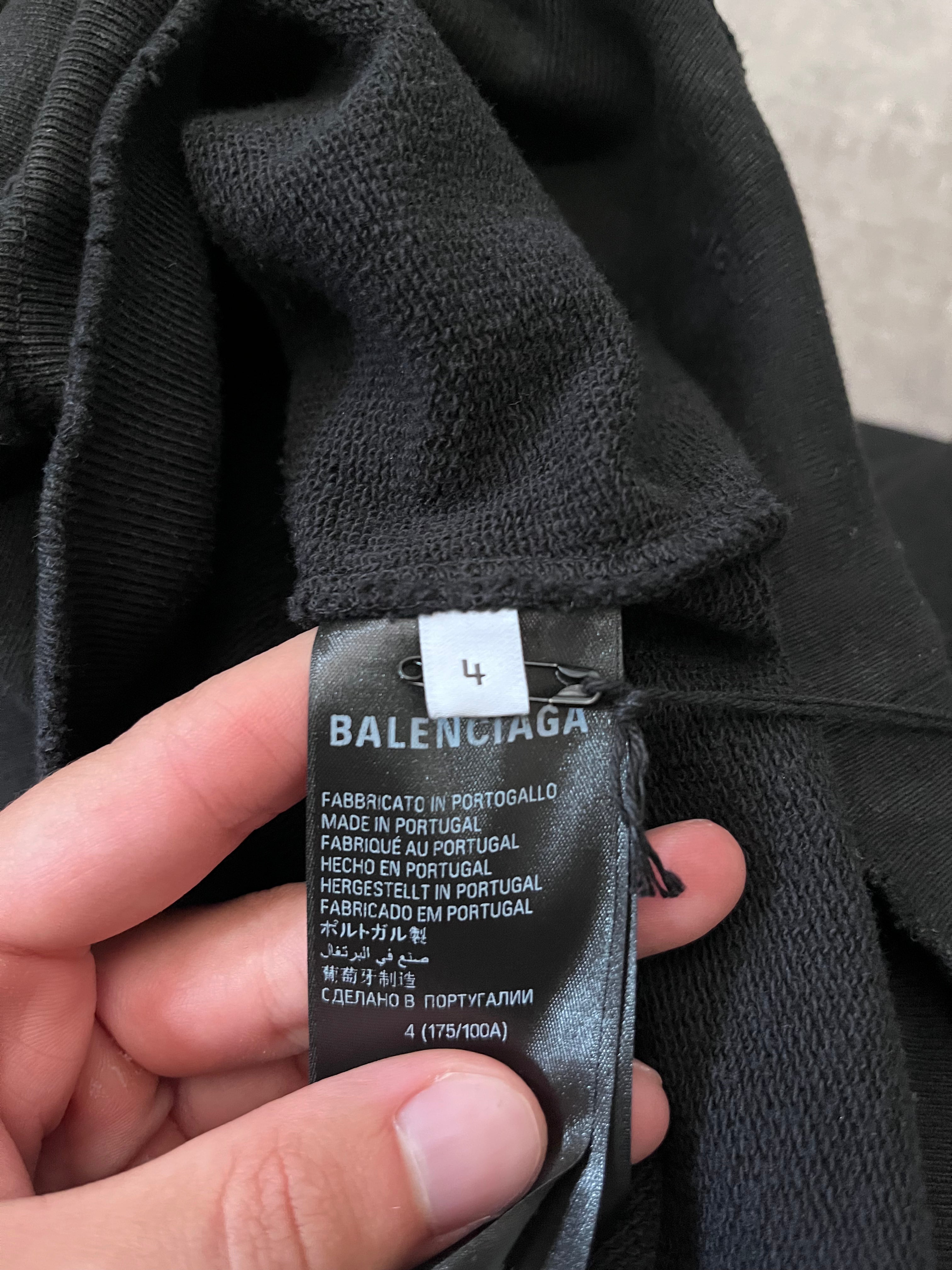 Balenciaga Skater Distressed Hoodie Black Men - XL