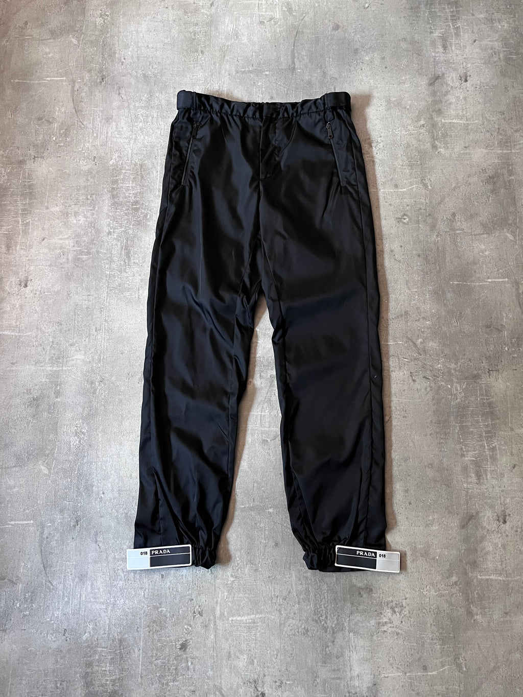 S/S 2018 Prada Gabardine Nylon Adjust Strap Track Pants Black Men - 30