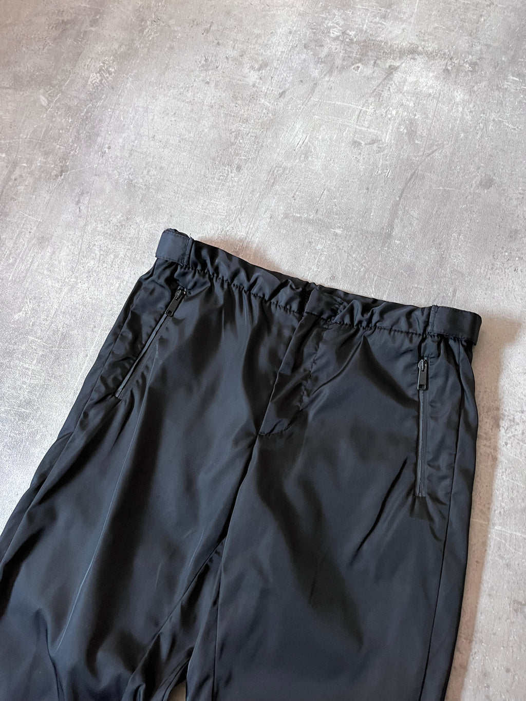 S/S 2018 Prada Gabardine Nylon Adjust Strap Track Pants Black Men - 30