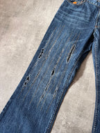 Walter Van Beirendonck Scratches Flared Jeans Pants Navy Men - 33