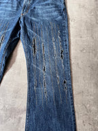 Walter Van Beirendonck Scratches Flared Jeans Pants Navy Men - 33