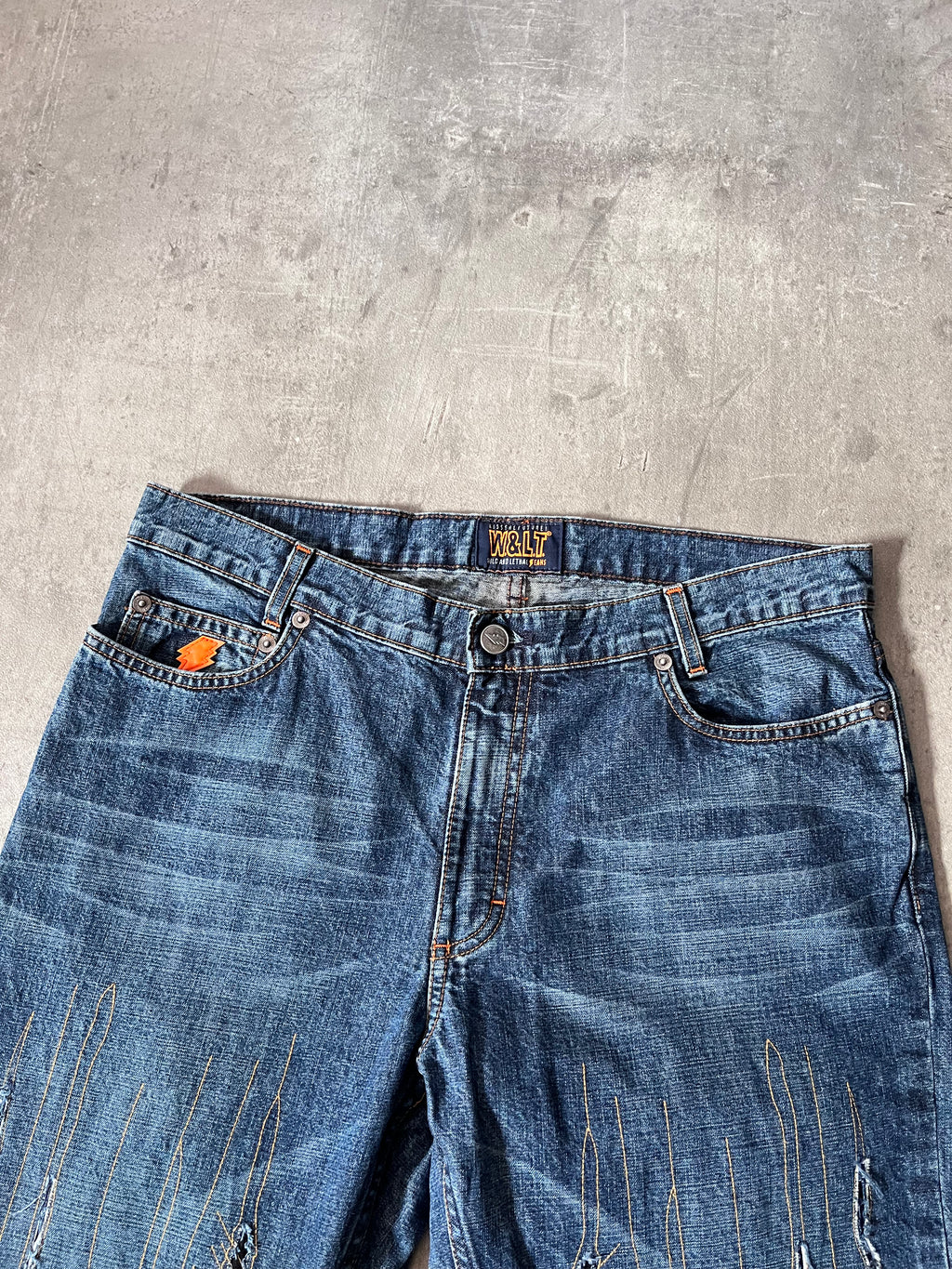 Walter Van Beirendonck Scratches Flared Jeans Pants Navy Men - 33