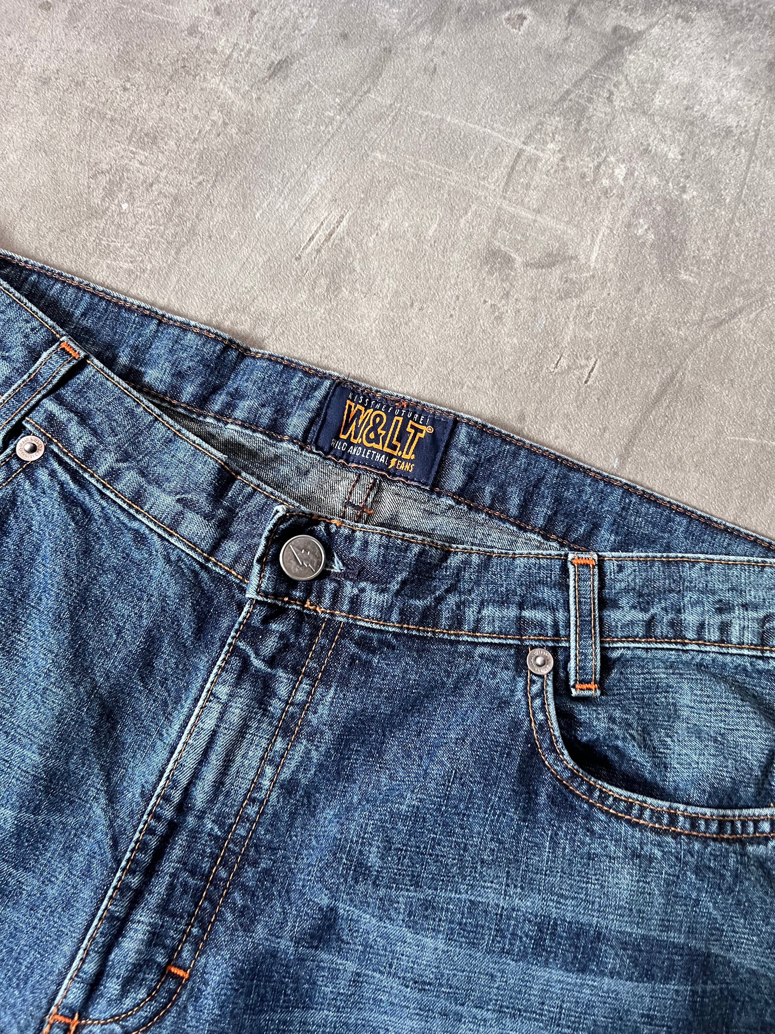 Walter Van Beirendonck Scratches Flared Jeans Pants Navy Men - 33