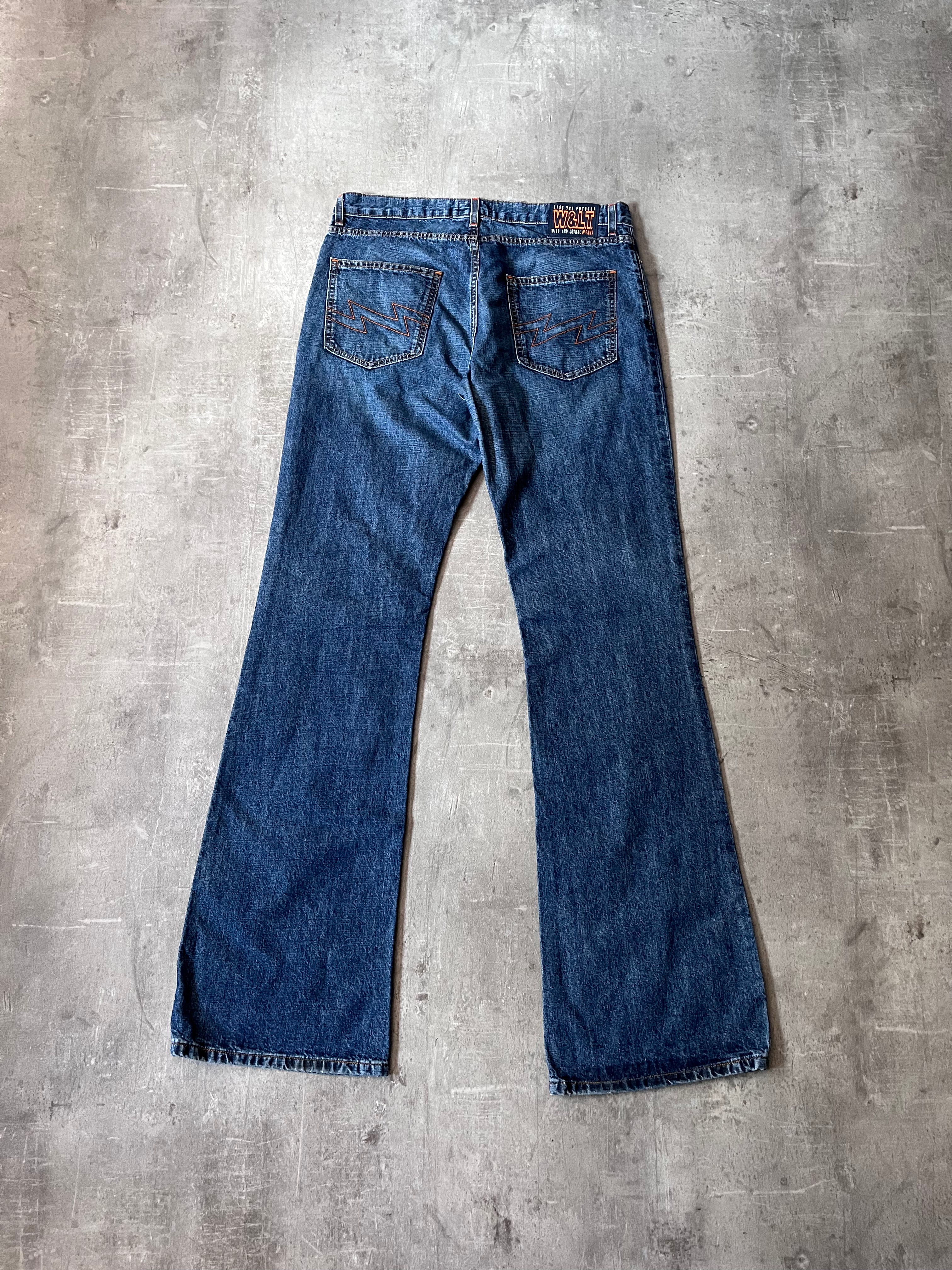 Walter Van Beirendonck Scratches Flared Jeans Pants Navy Men - 33