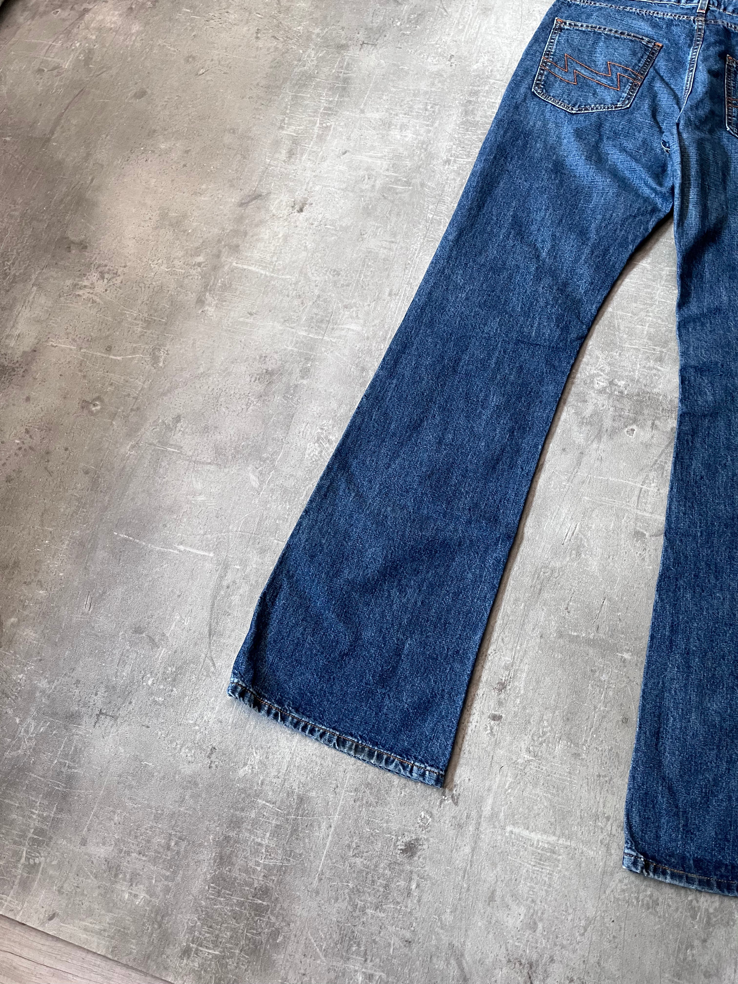 Walter Van Beirendonck Scratches Flared Jeans Pants Navy Men - 33