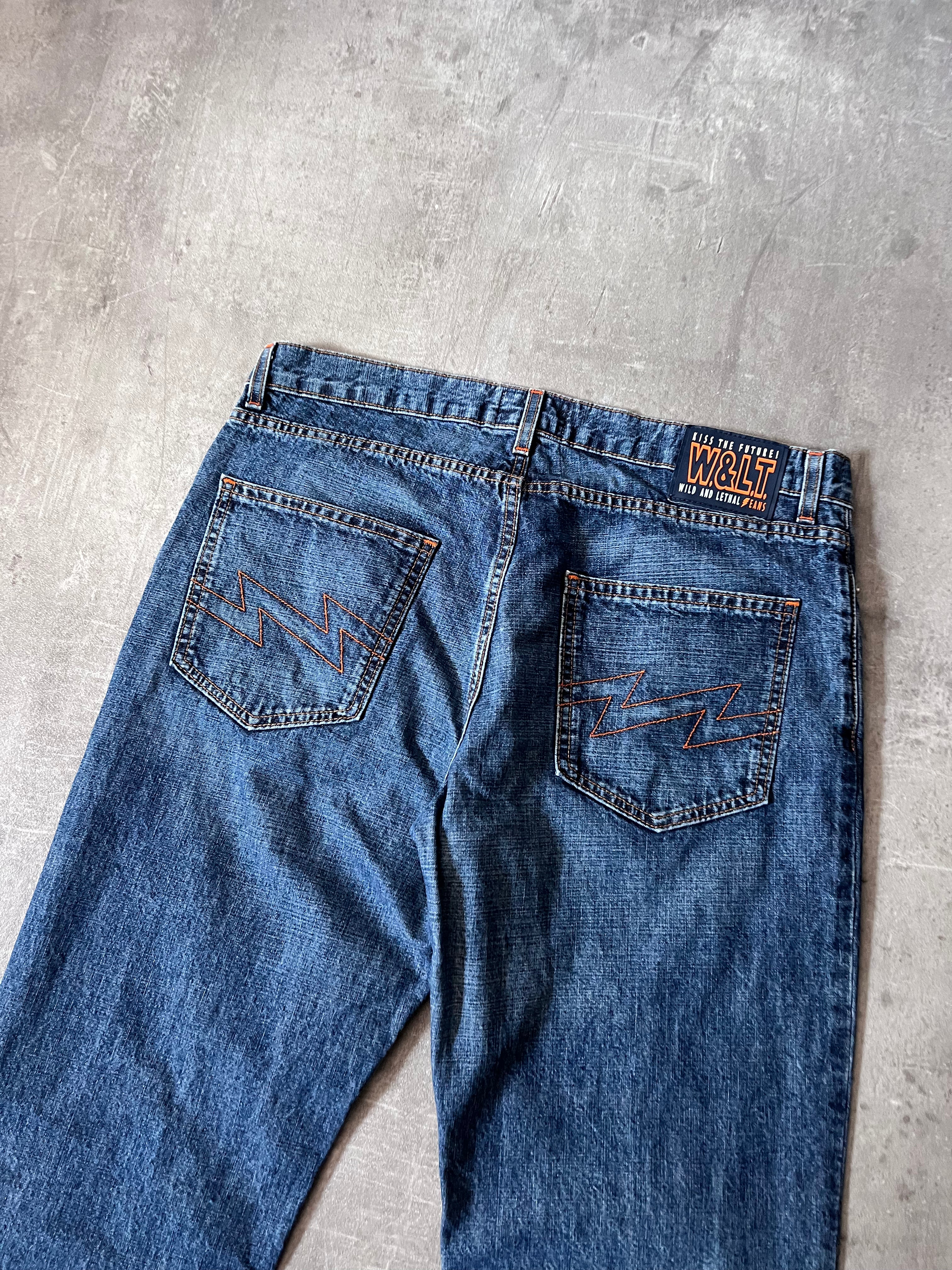 Walter Van Beirendonck Scratches Flared Jeans Pants Navy Men - 33