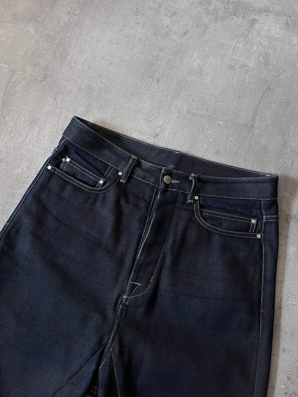 F/W 2018 Rick Owens Sisyphus Selvedge Denim Pants Navy Men - 31