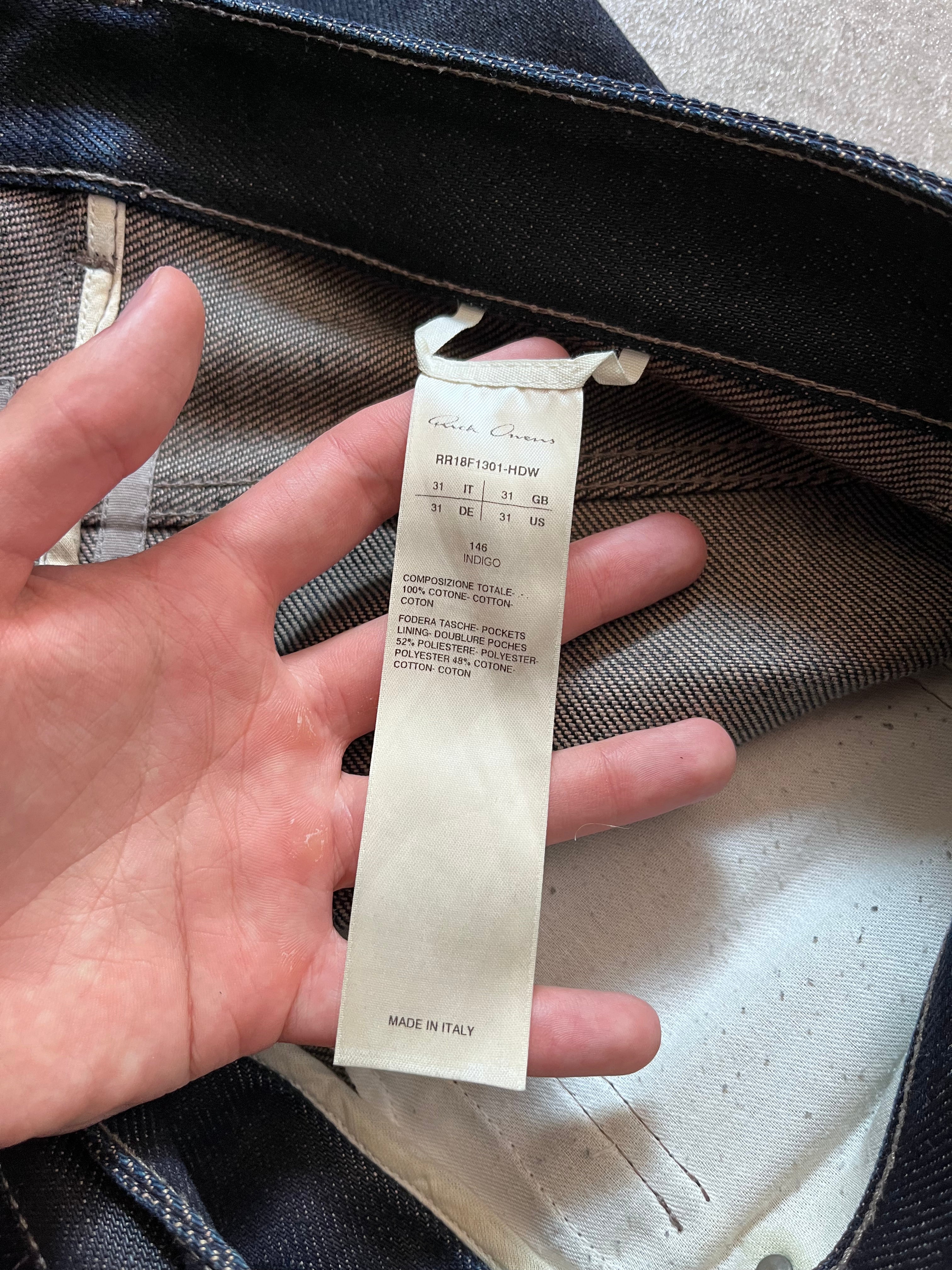 F/W 2018 Rick Owens Sisyphus Selvedge Denim Pants Navy Men - 31