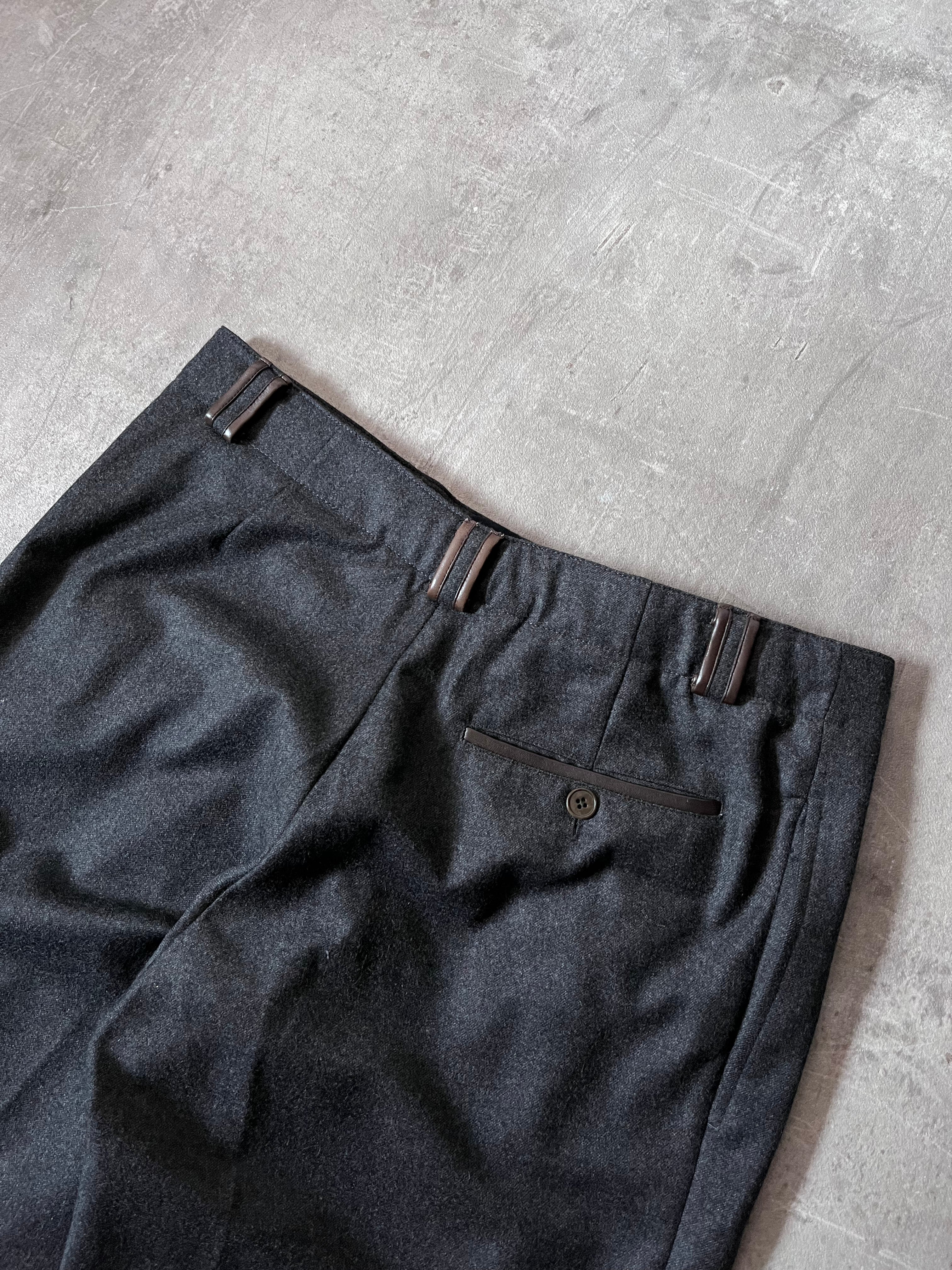 Hermes Cashmere Wool Formal Pants Grey Men - 28