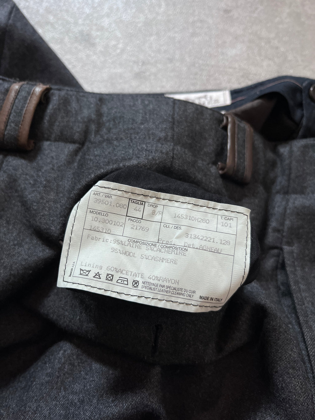 Hermes Cashmere Wool Formal Pants Grey Men - 28