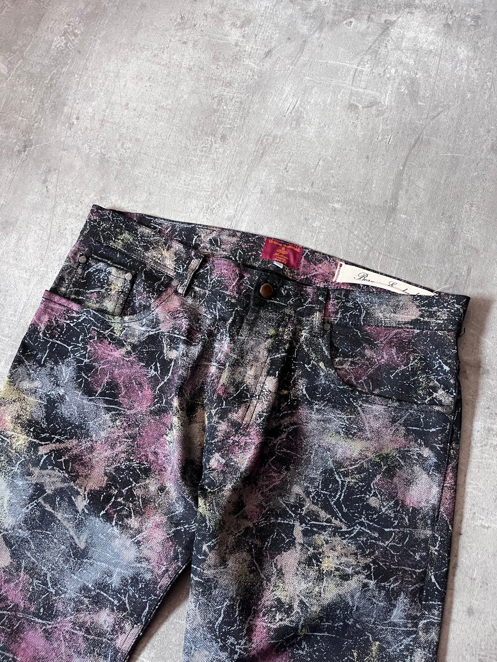 S/S 2001 Vivienne Westwood Marbles Red Label Waxed Feel Jeans Pants Multicolor Men -32