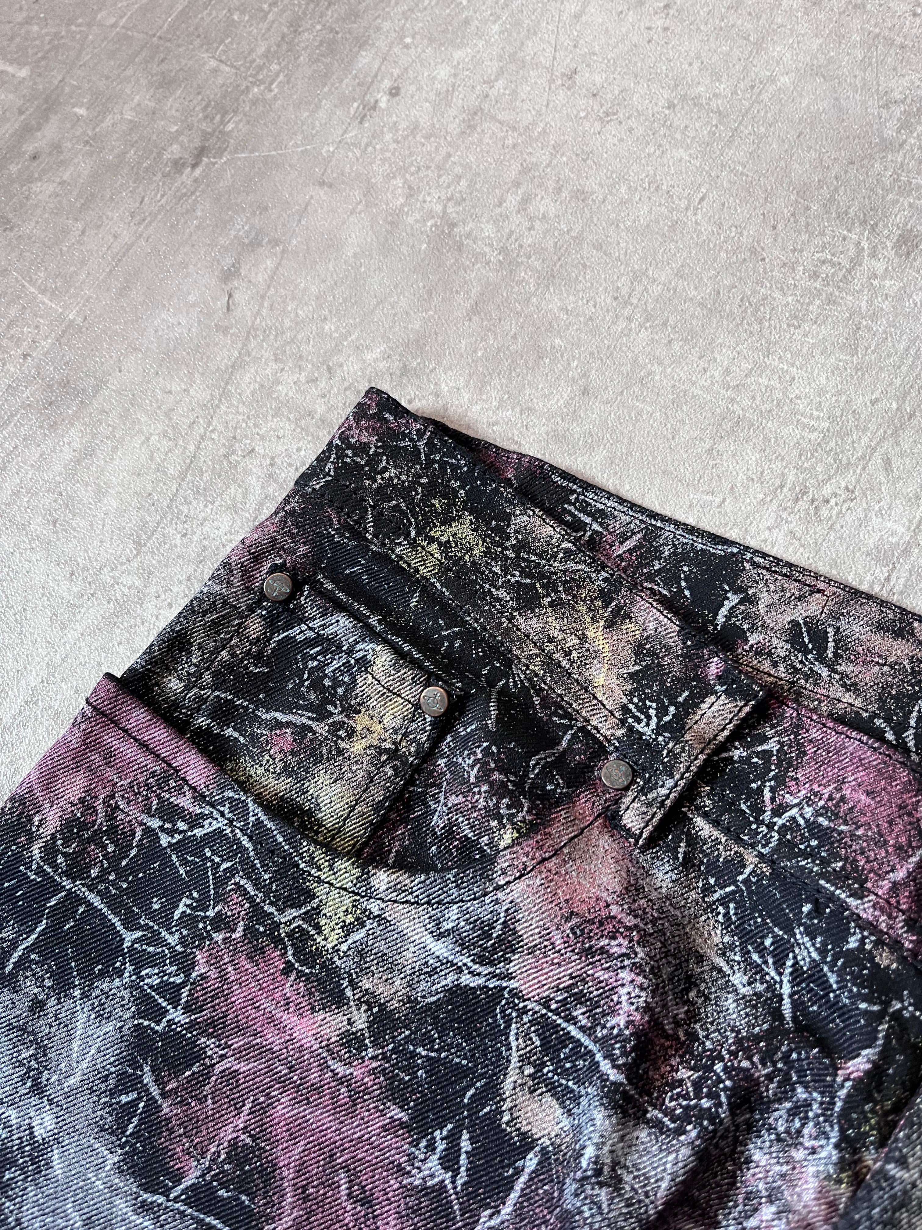 S/S 2001 Vivienne Westwood Marbles Red Label Waxed Feel Jeans Pants Multicolor Men -32