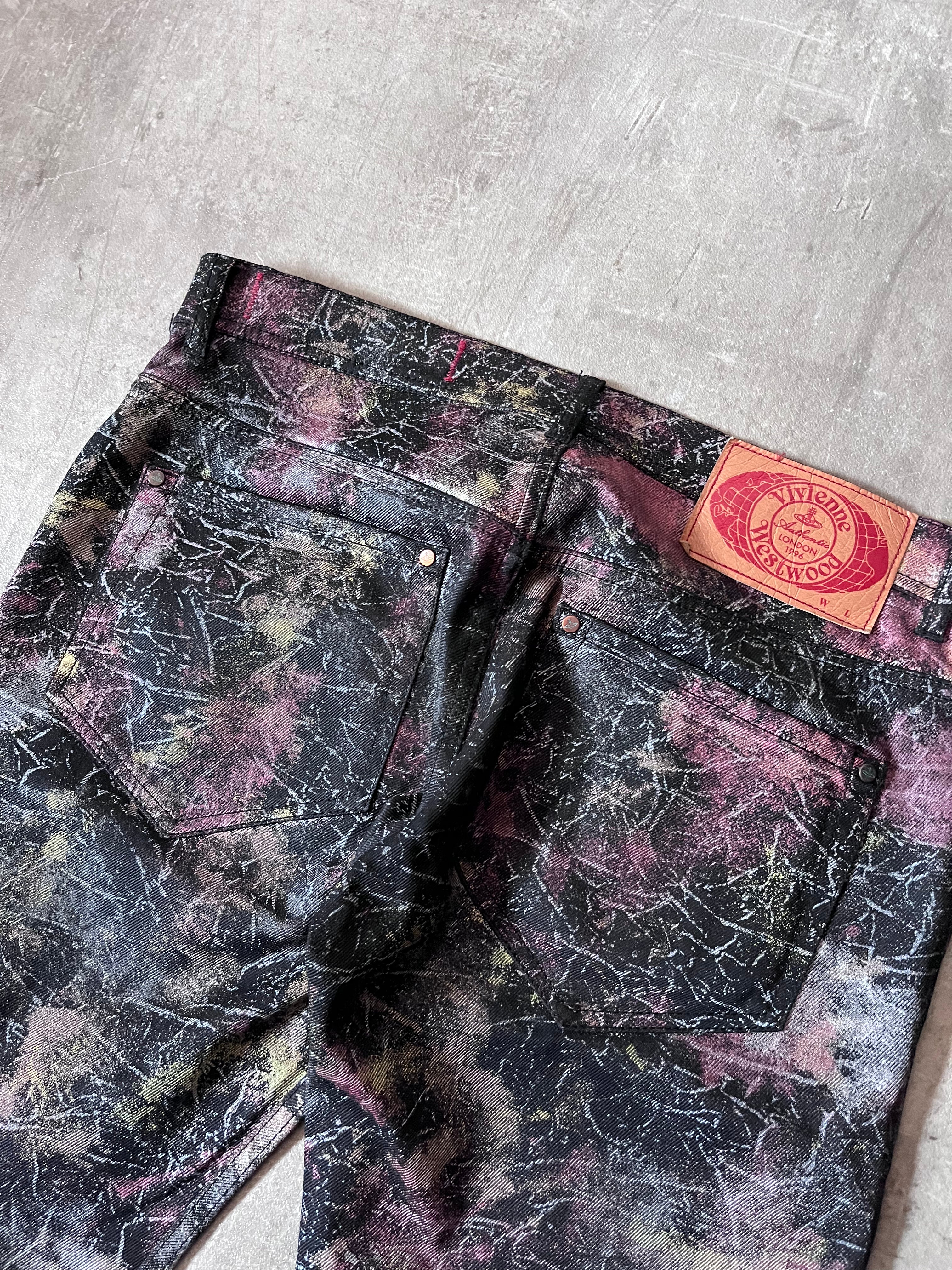 S/S 2001 Vivienne Westwood Marbles Red Label Waxed Feel Jeans Pants Multicolor Men -32