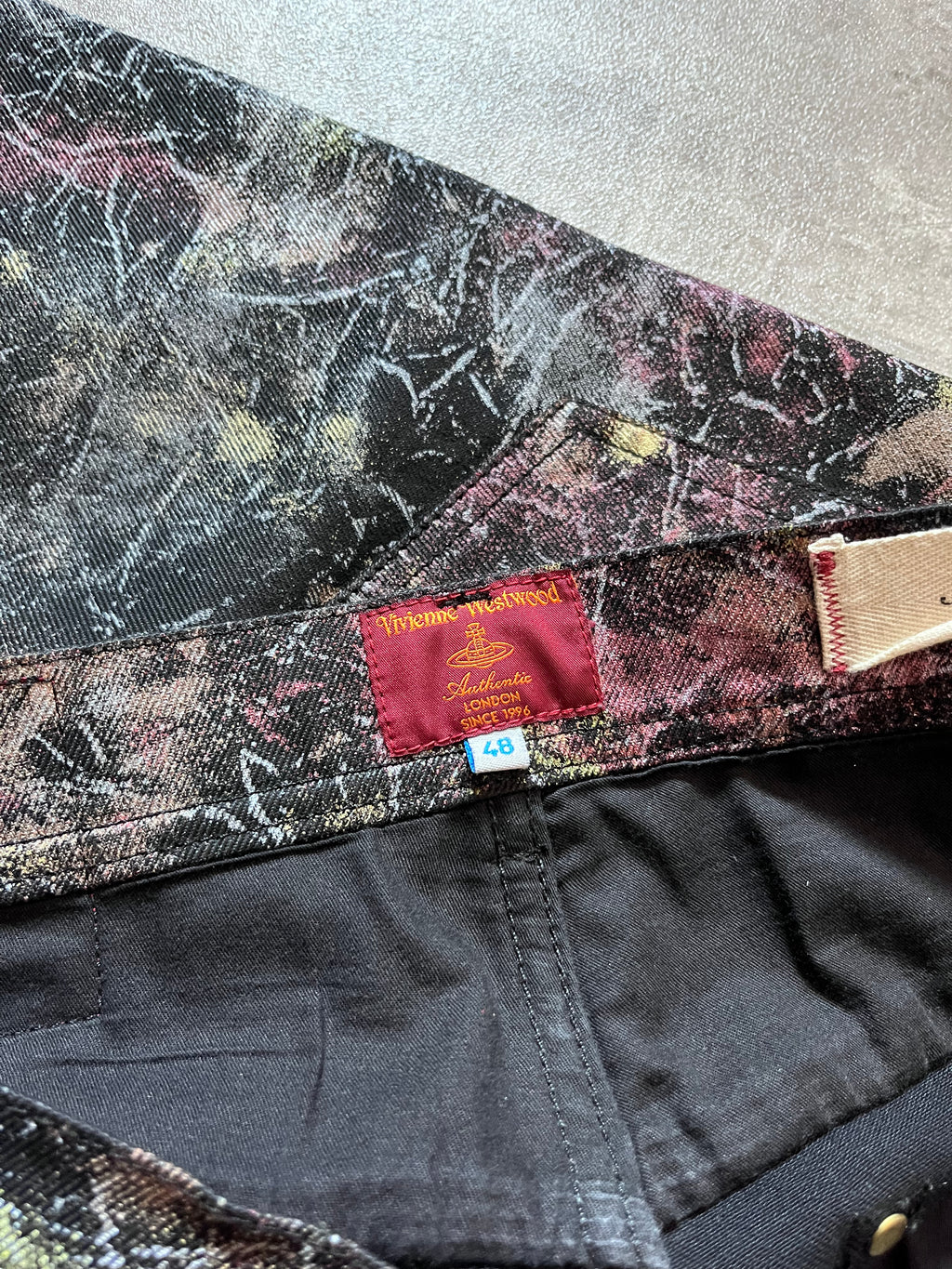 S/S 2001 Vivienne Westwood Marbles Red Label Waxed Feel Jeans Pants Multicolor Men -32