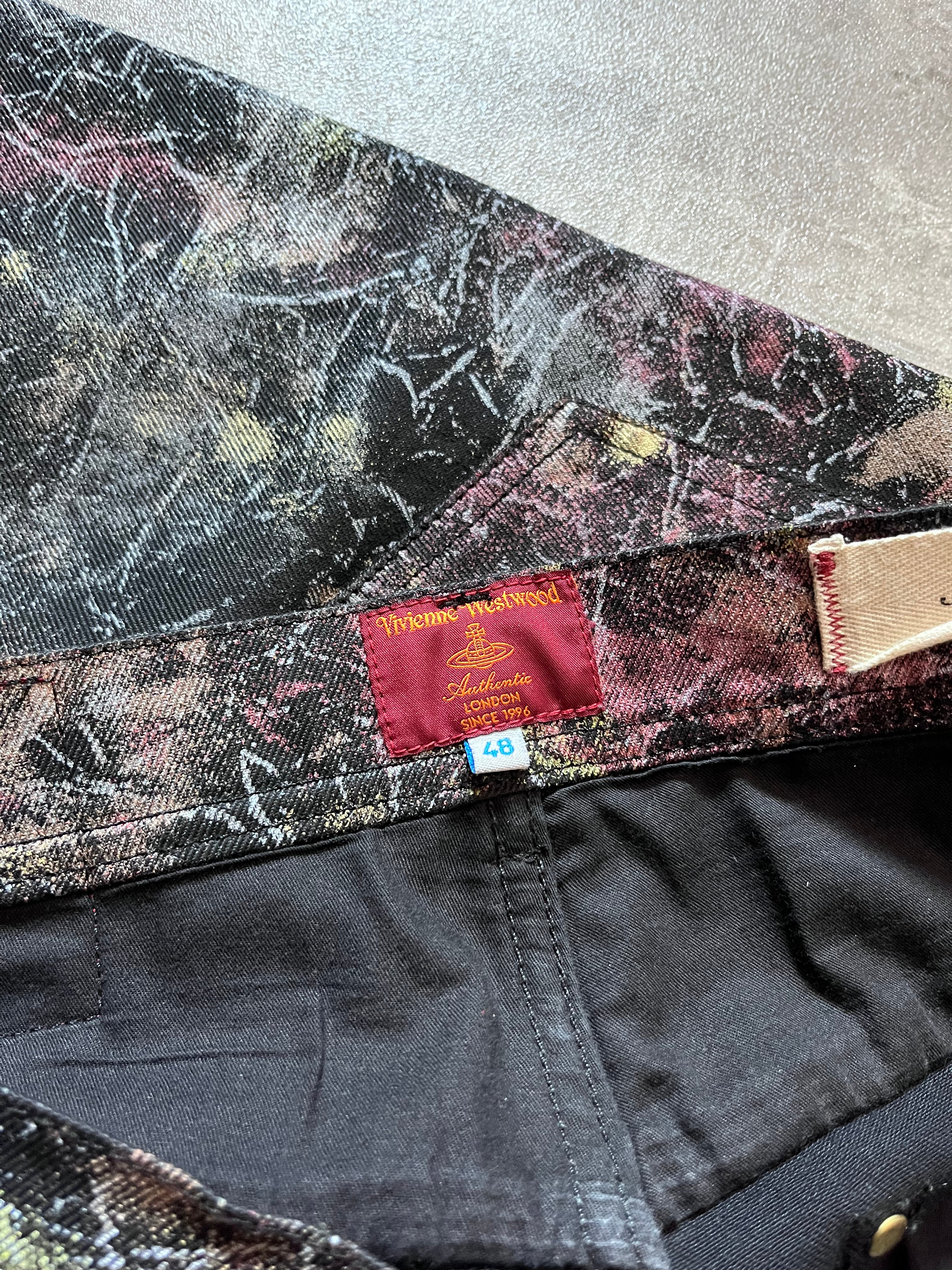 S/S 2001 Vivienne Westwood Marbles Red Label Waxed Feel Jeans Pants Multicolor Men -32