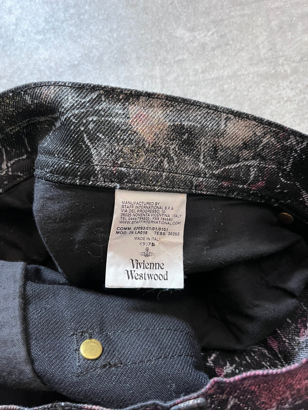 S/S 2001 Vivienne Westwood Marbles Red Label Waxed Feel Jeans Pants Multicolor Men -32