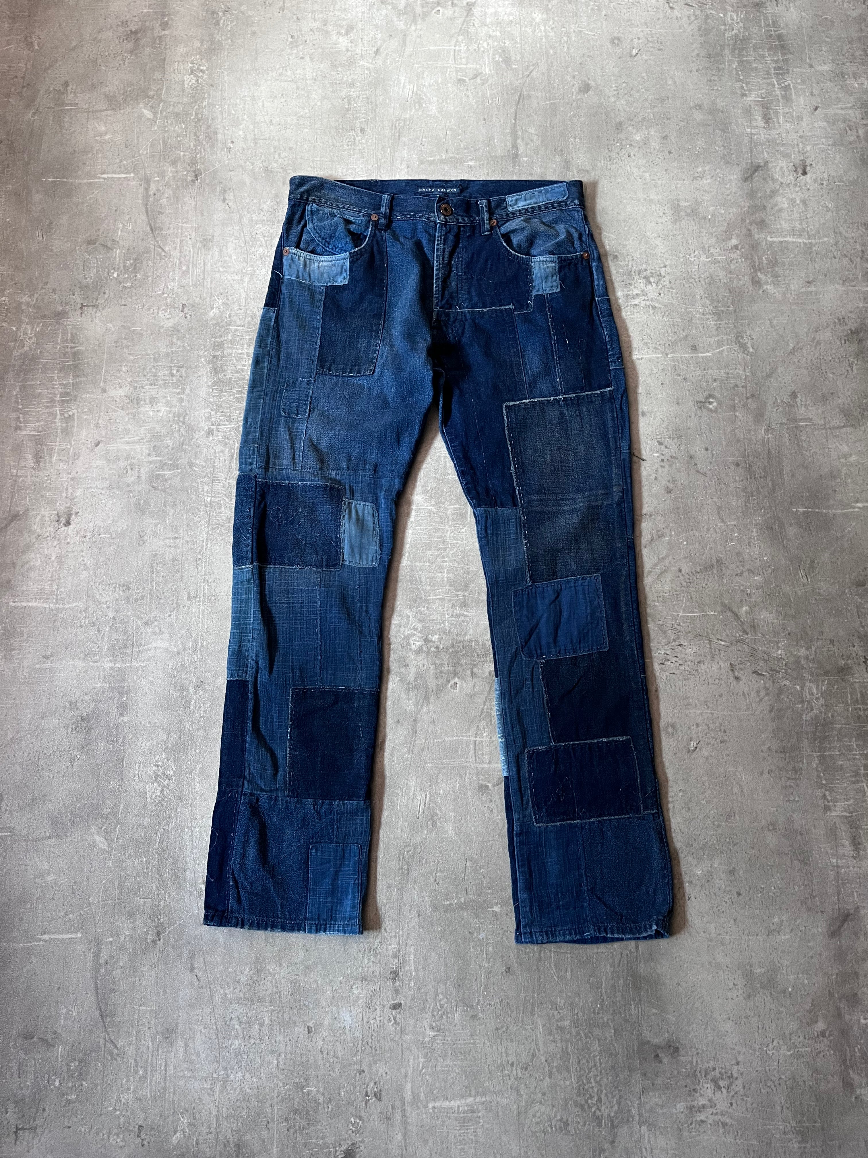 Ralph Lauren Vintage Patchwork Denim Pants Navy Men - 29